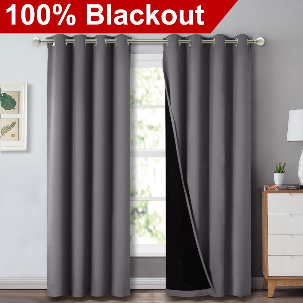 Unique NICETOWN Grey Full Shade Curtain Panels, Innovative Energy Smart Curtains...