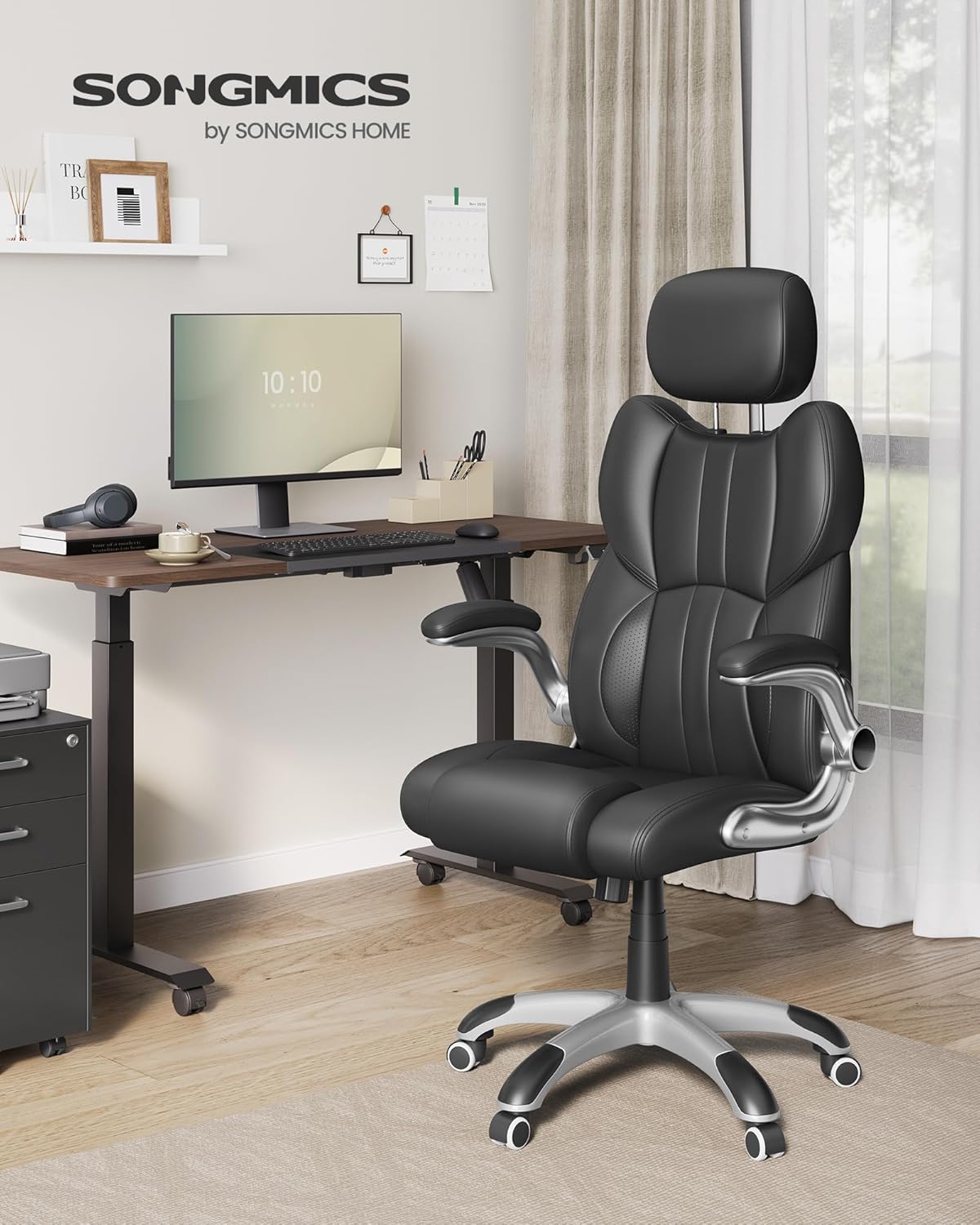 SONGMICS Office Chair, Ergonomic Gaming Chair, Adjustable Headrest, Tilt Functio...