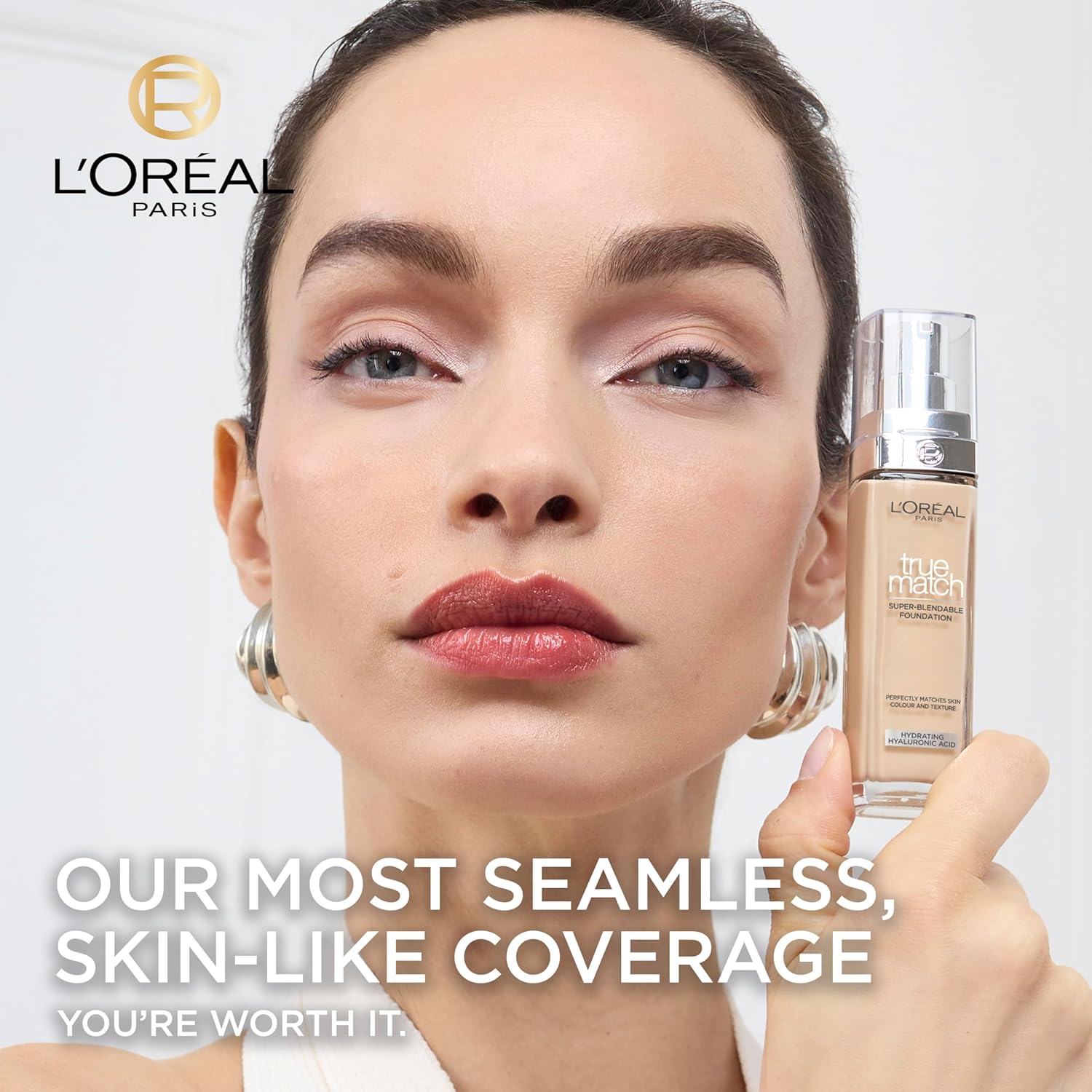 L'Oreal Paris True Match Liquid Foundation, Skincare Infused With Hyaluronic Aci...