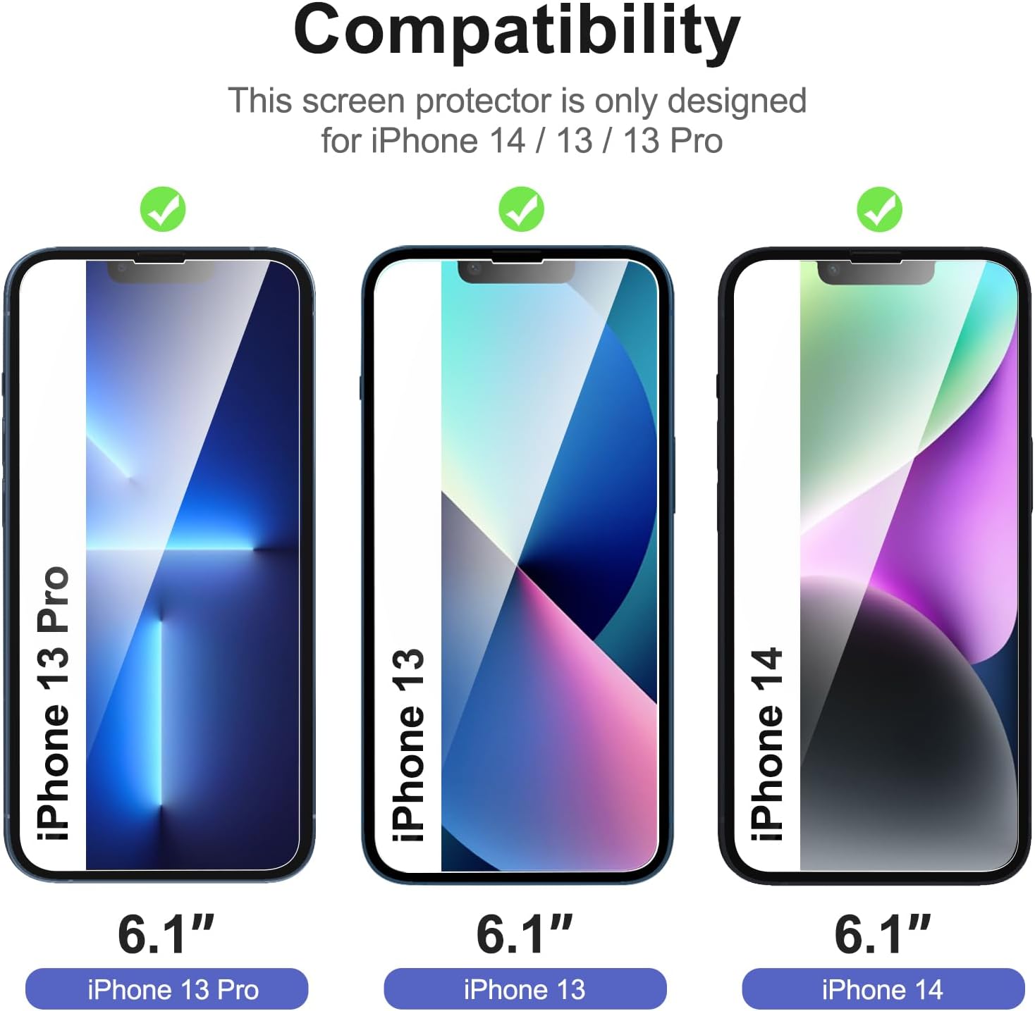 High-Quality NEW'C 3 Pack, Specially Designed for iPhone 14/13/13 Pro, Premium S...