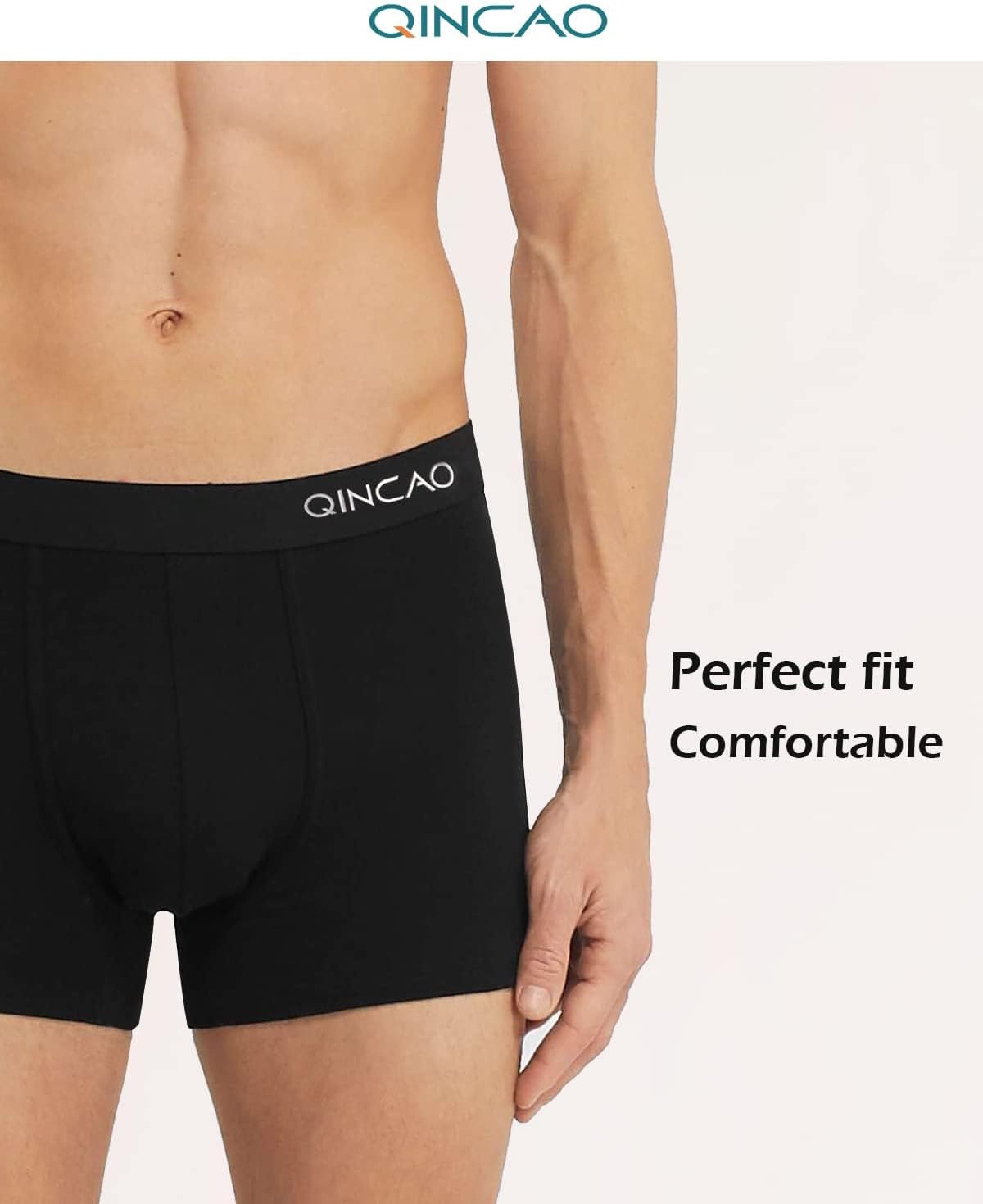 QINCAO Boxer Shorts Mens 6 Pack, No Itchy Labels, Cotton Underwear Retro Trunks,...