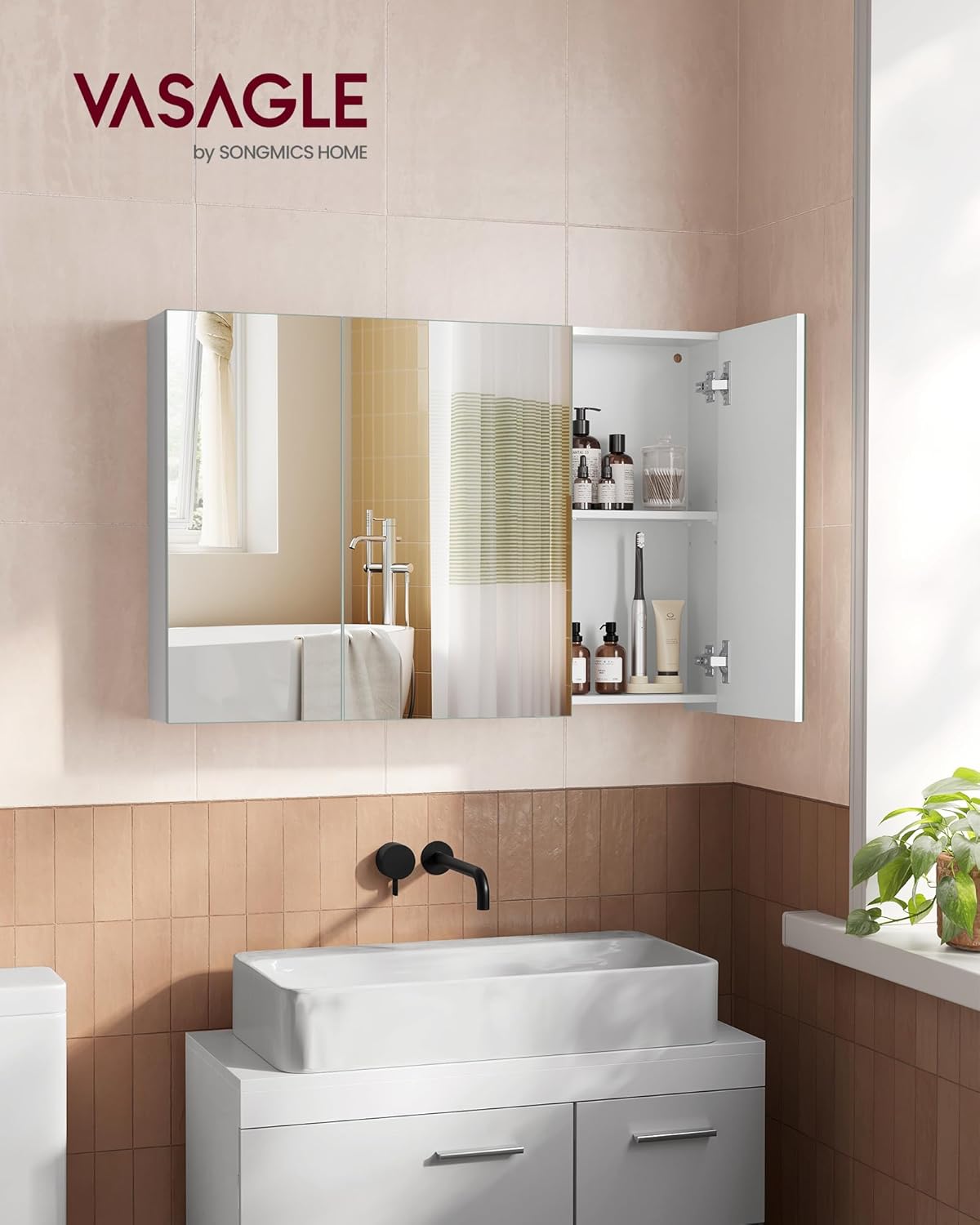 Premium VASAGLE KAILYN Collection, Exclusive Mirror Cabinet for Bathroom, High-Q...