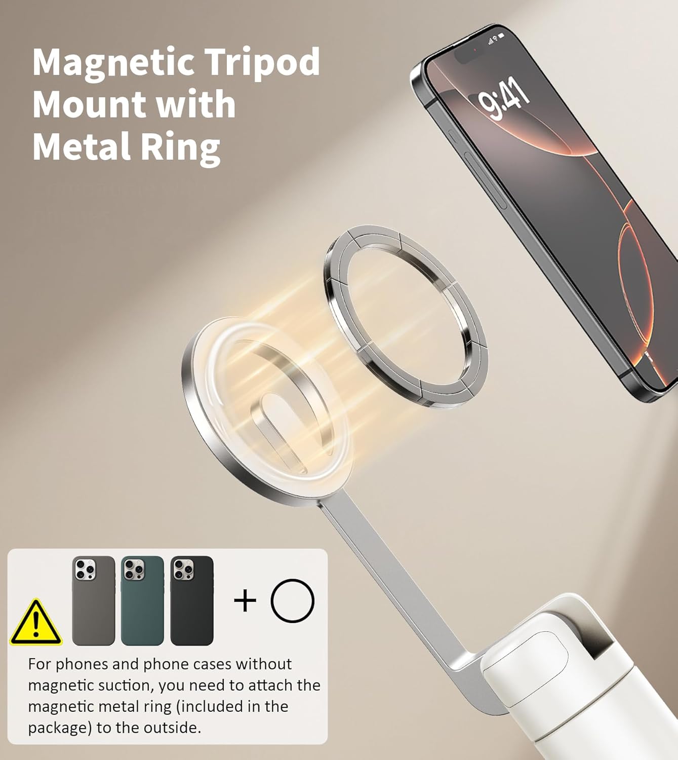 TONEOF 68" Magnetic Selfie Stick Tripod with Aluminum Strong Magnetic Holder for...