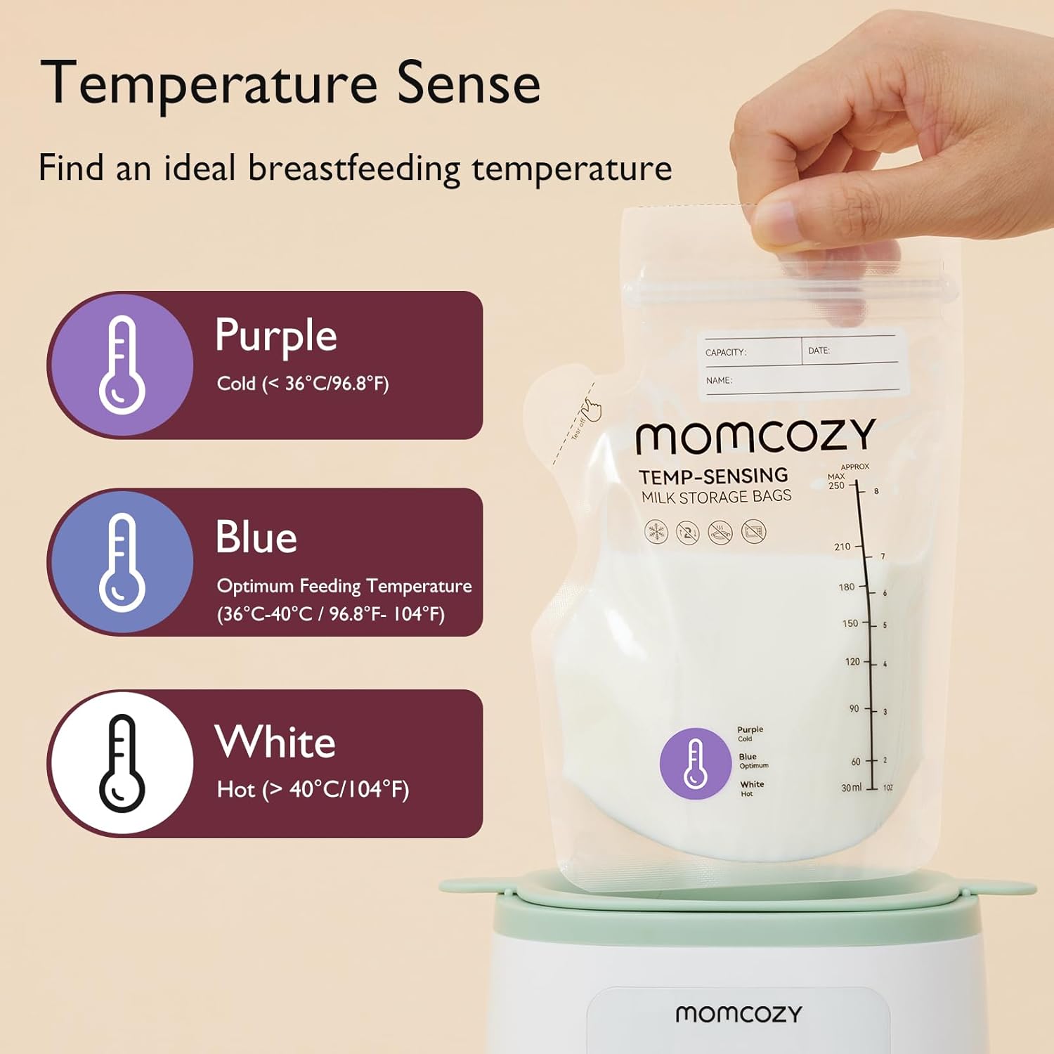 Special Momcozy Breastmilk Storage Bag, Convenient Milk Bag with Temp-Sensing Co...