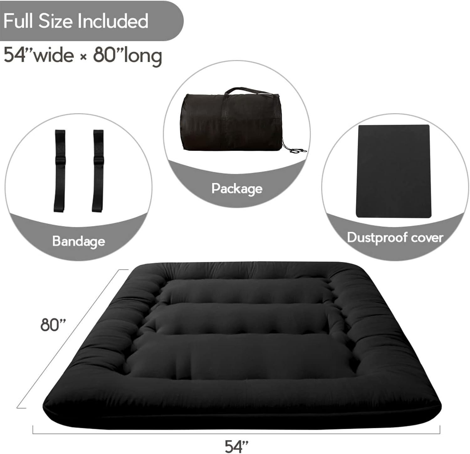 MAXYOYO Japanese Floor Mattress Futon Mattress, 4" Thicken Tatami Mat Sleeping P...