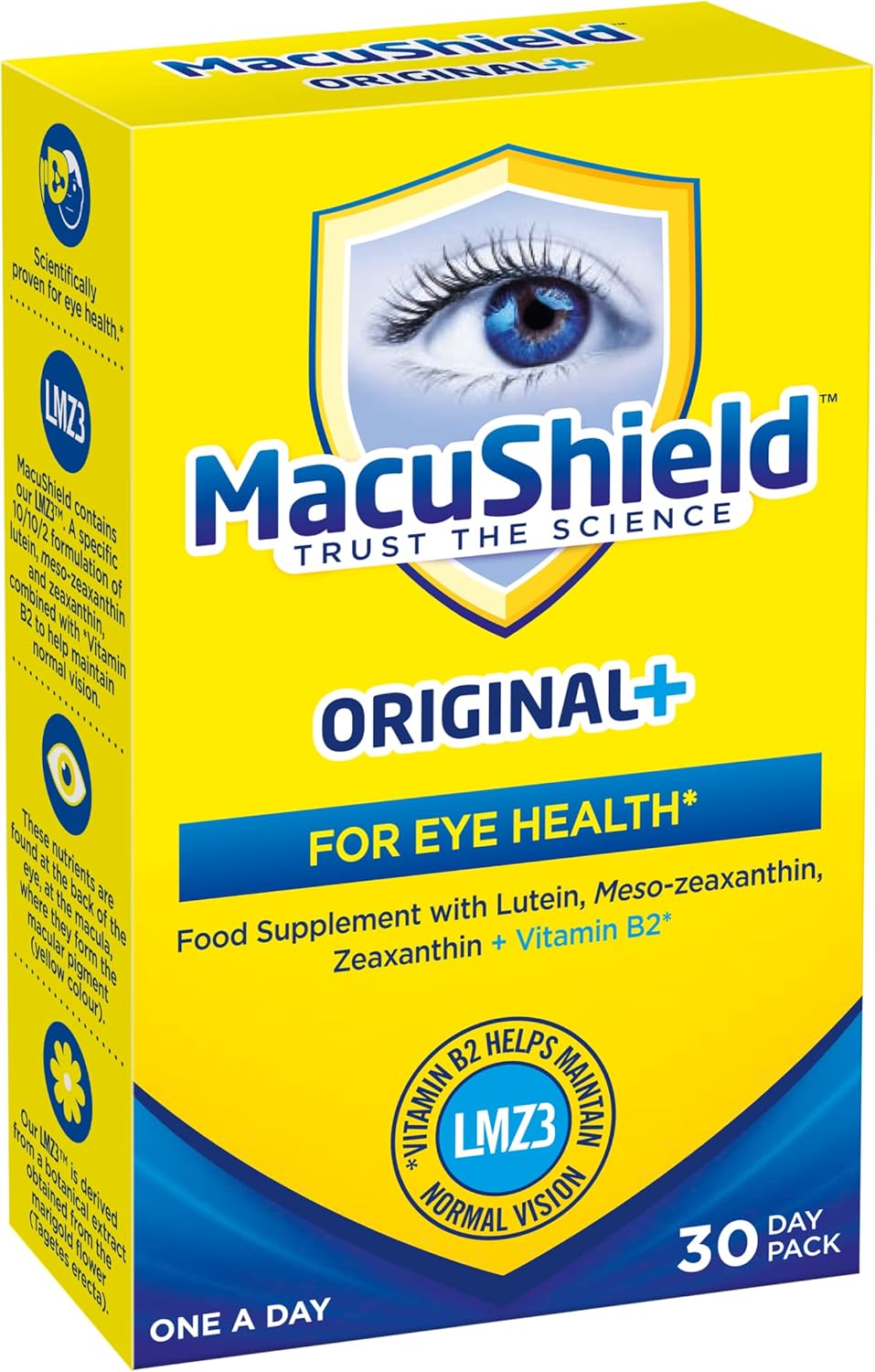 MacuShield Original+ Capsules - 30 Day Pack, Eye Health Food Supplement containi...