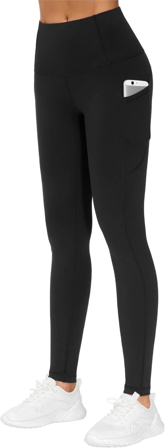THE GYM PEOPLE Thick High Waist Yoga Pants with Pockets, Tummy Control Workout R...