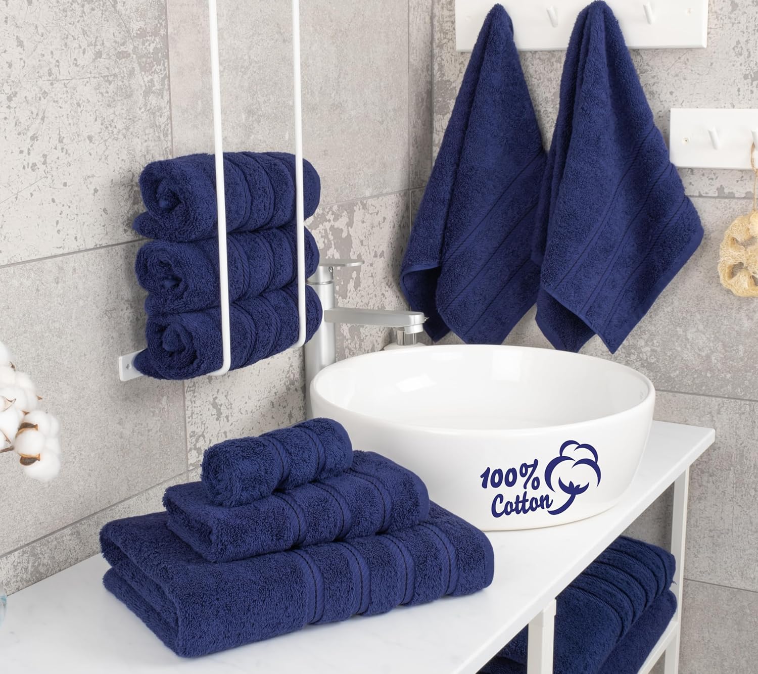 American Soft Linen Luxury 6 Piece Towel Set, 2 Bath Towels 2 Hand Towel 2 Washc...