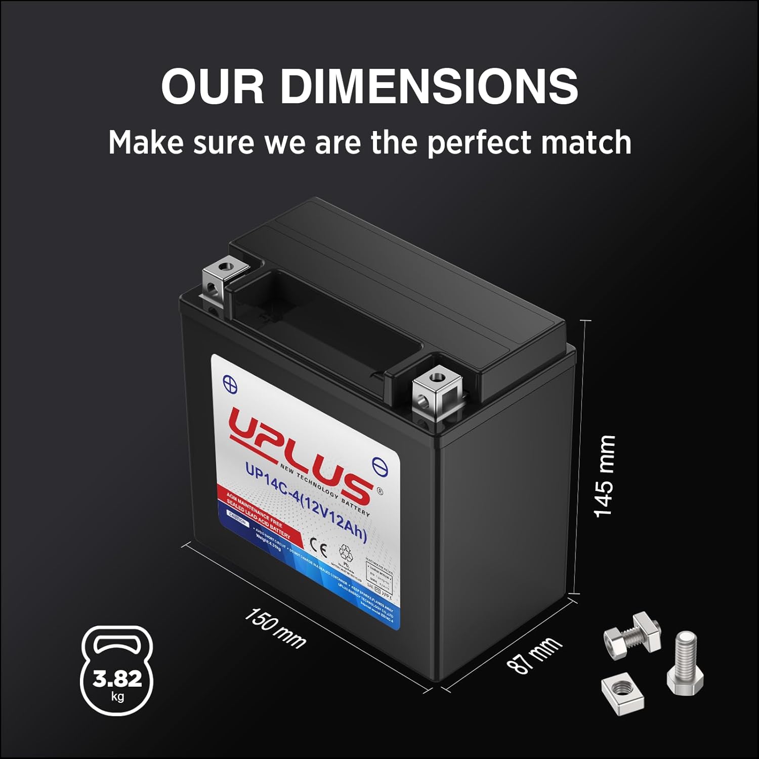 High-Performance UPLUS ATV Battery, Reliable Motorcycle Battery For All-Weather...