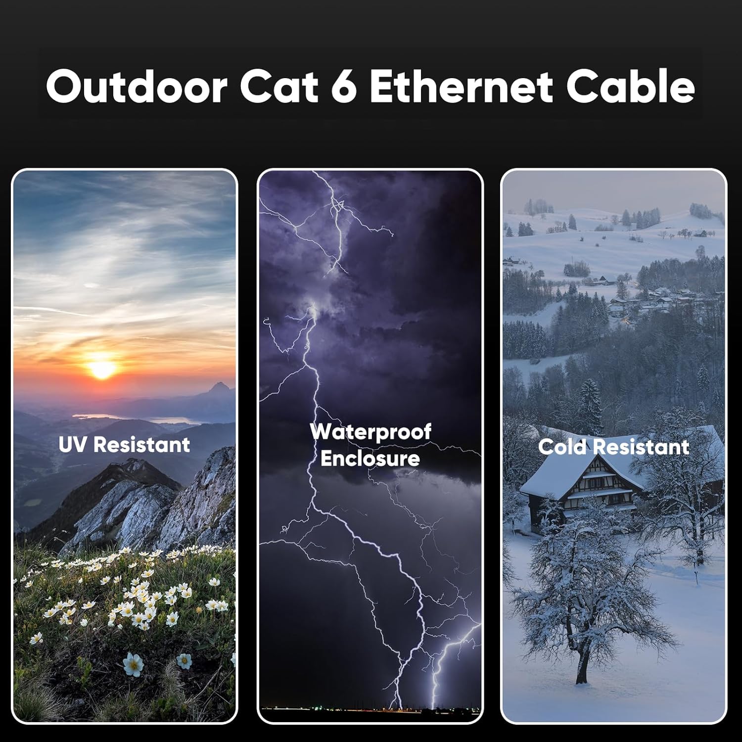 VOIETOLT Outdoor Cat 6 Ethernet Cable 30m, Water Resistant Direct Burial LLDPE U...