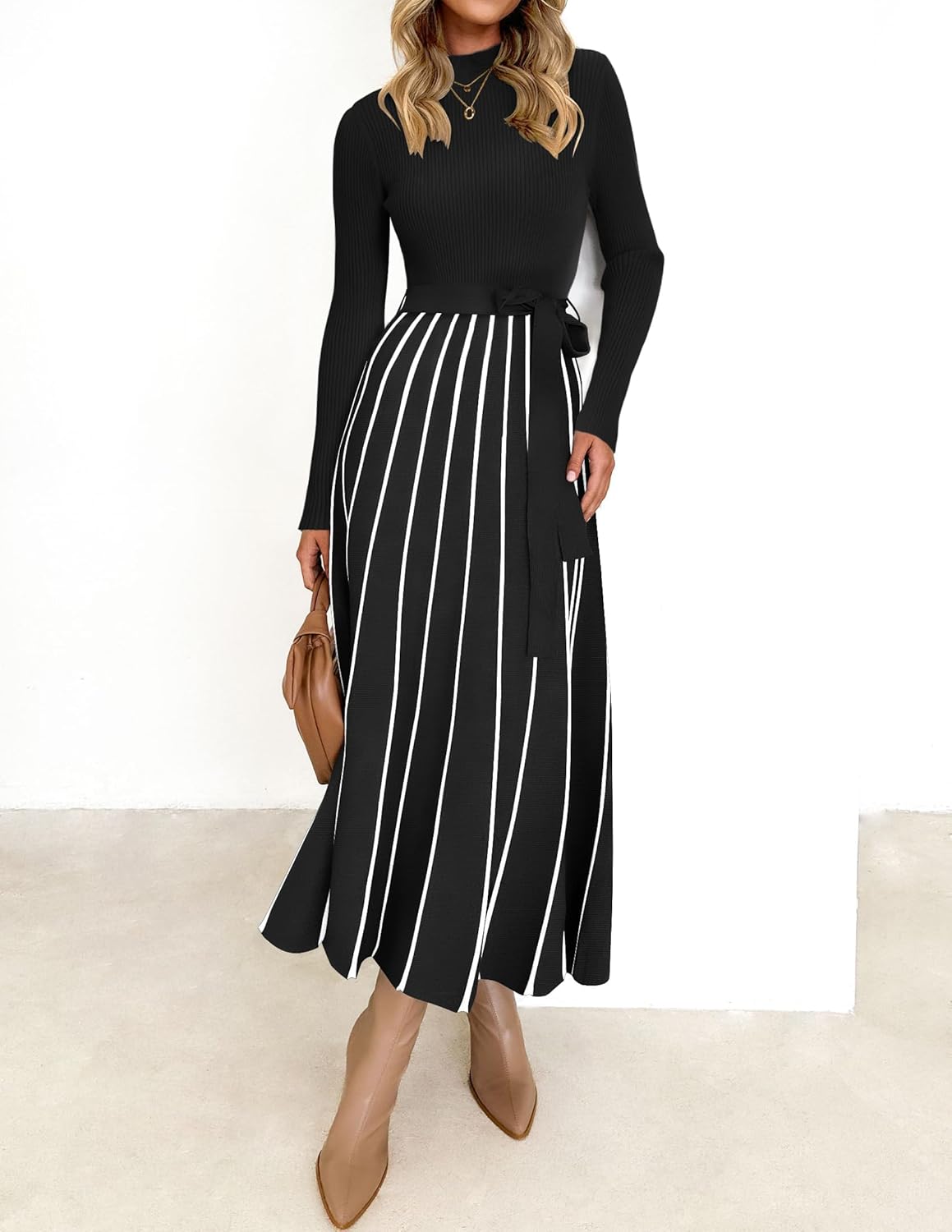 ZESICA Women's Sweater Dress, Special Spring Turtleneck Long Sleeve Dress, Innov...