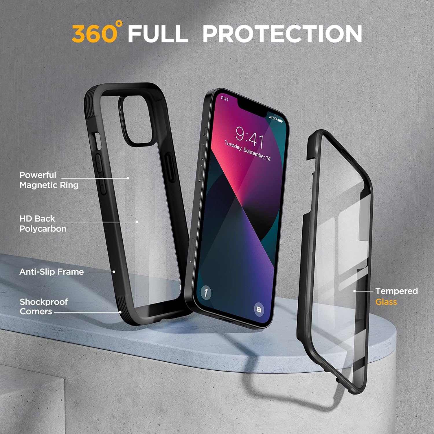 Miracase Compatible with iPhone 13 Case 6.1 inch, [Built-in Glass Screen Protect...