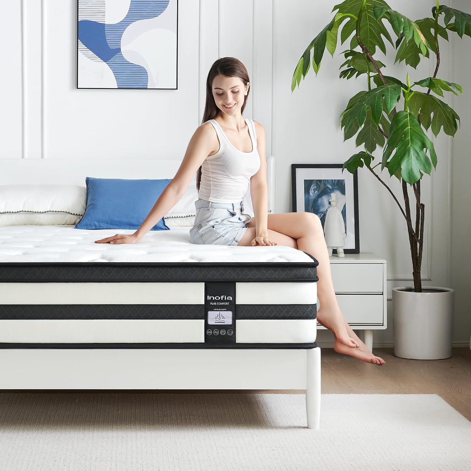 Inofia Sleep Single Mattress, Unique Memory Foam Mattress with 11 Inch Hybrid Sp...