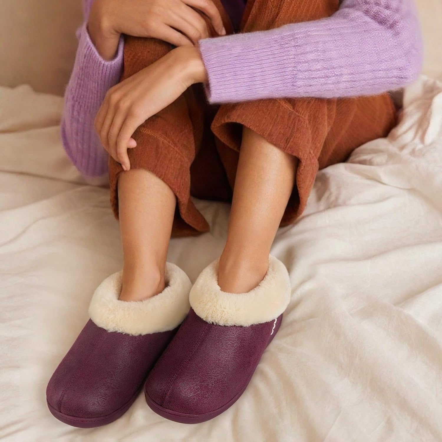 EverFoams Women’s Slippers, Special Microsuede Fuzzy Plush Slippers with Cozy Me...