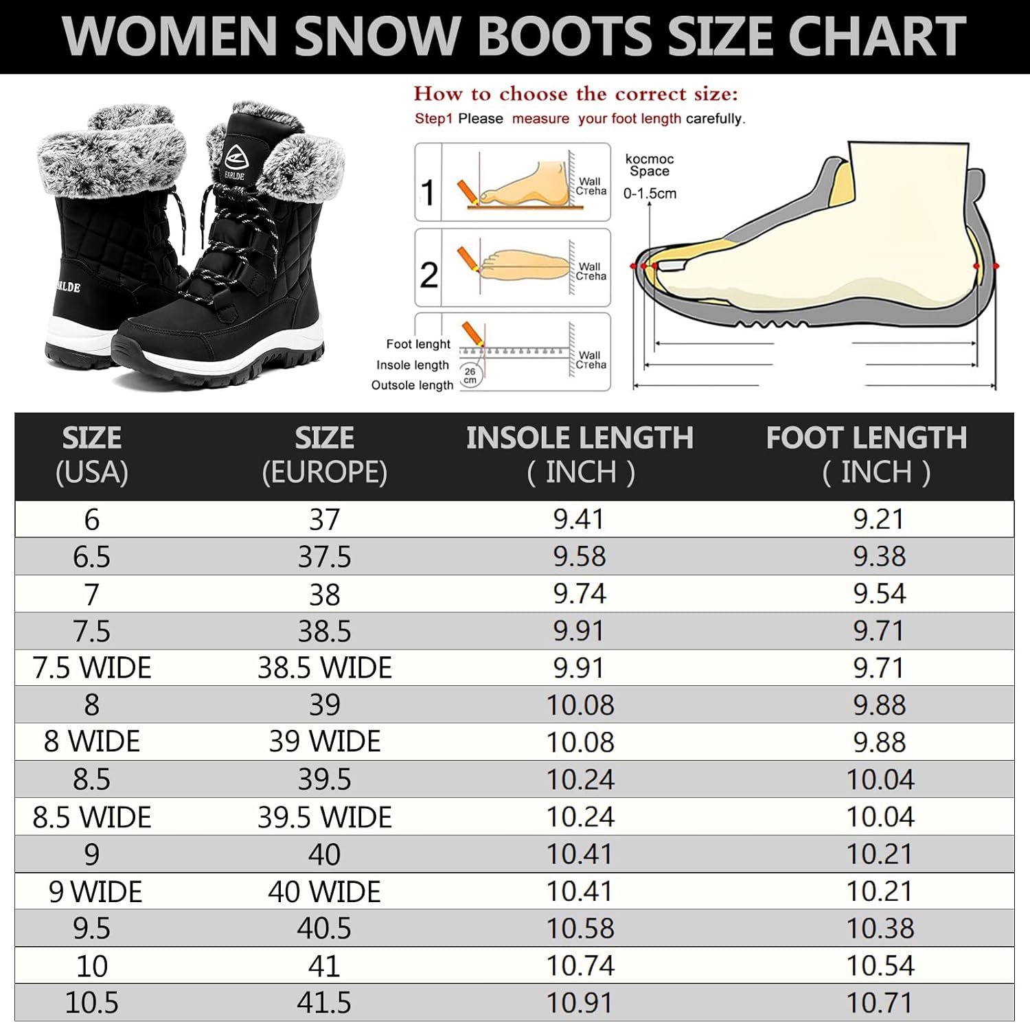 EARLDE Women's Snow Boots, Special Waterproof Winter Boots, Innovative Mid-Calf...