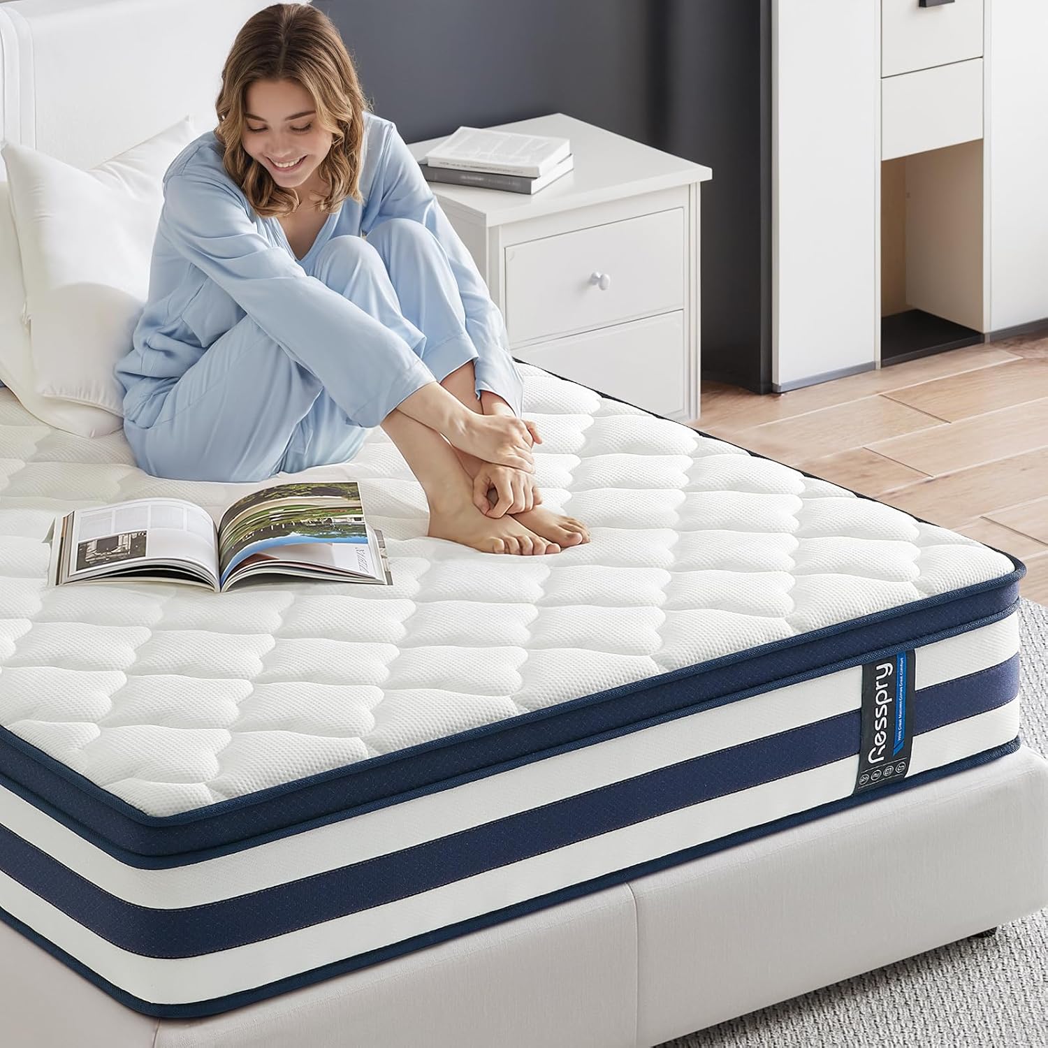 Resspry King Size Mattress, Special 12 Inch Memory Foam Sprung Hybrid Mattress,...