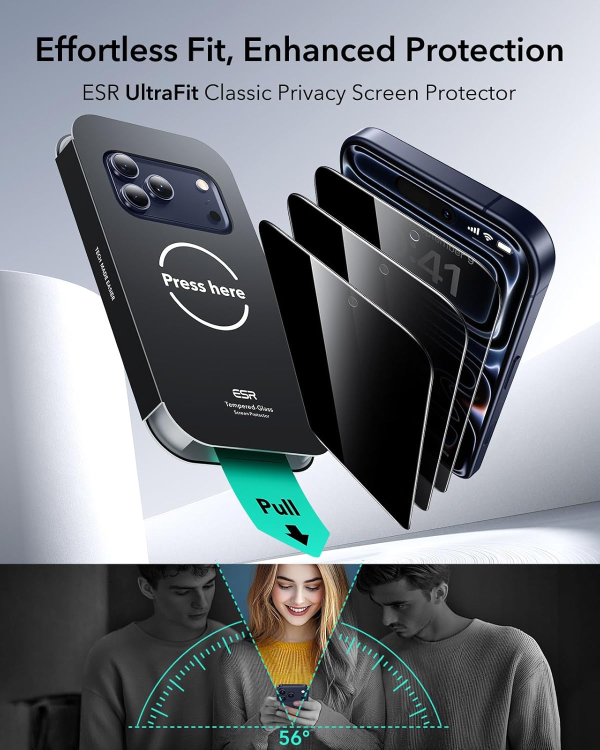 ESR 3 Pack for iPhone 17 Pro Max Privacy Screen Protector, Military Grade Shatte...