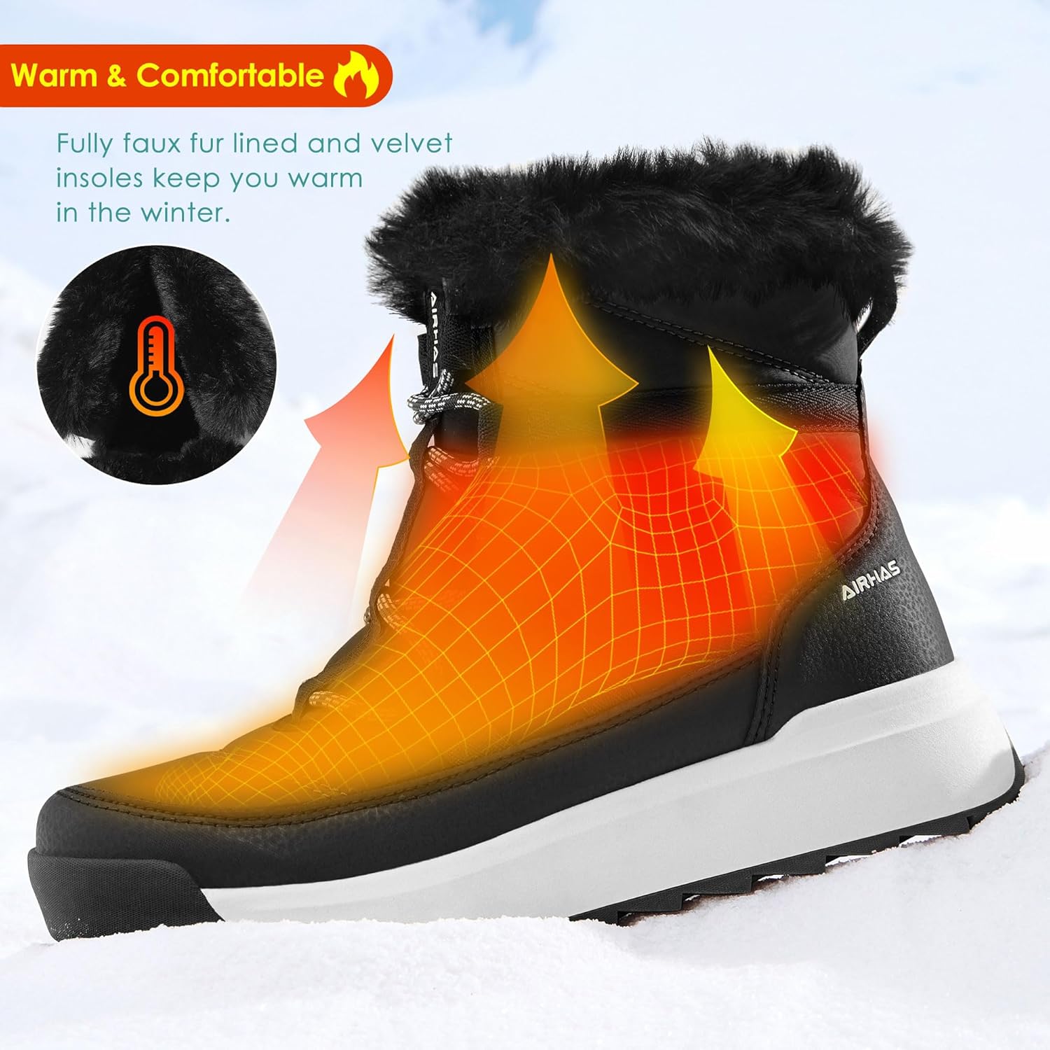 AIRHAS Women's Warm Snow Boots, Special Cold Weather Winter Boots, Innovative Fu...
