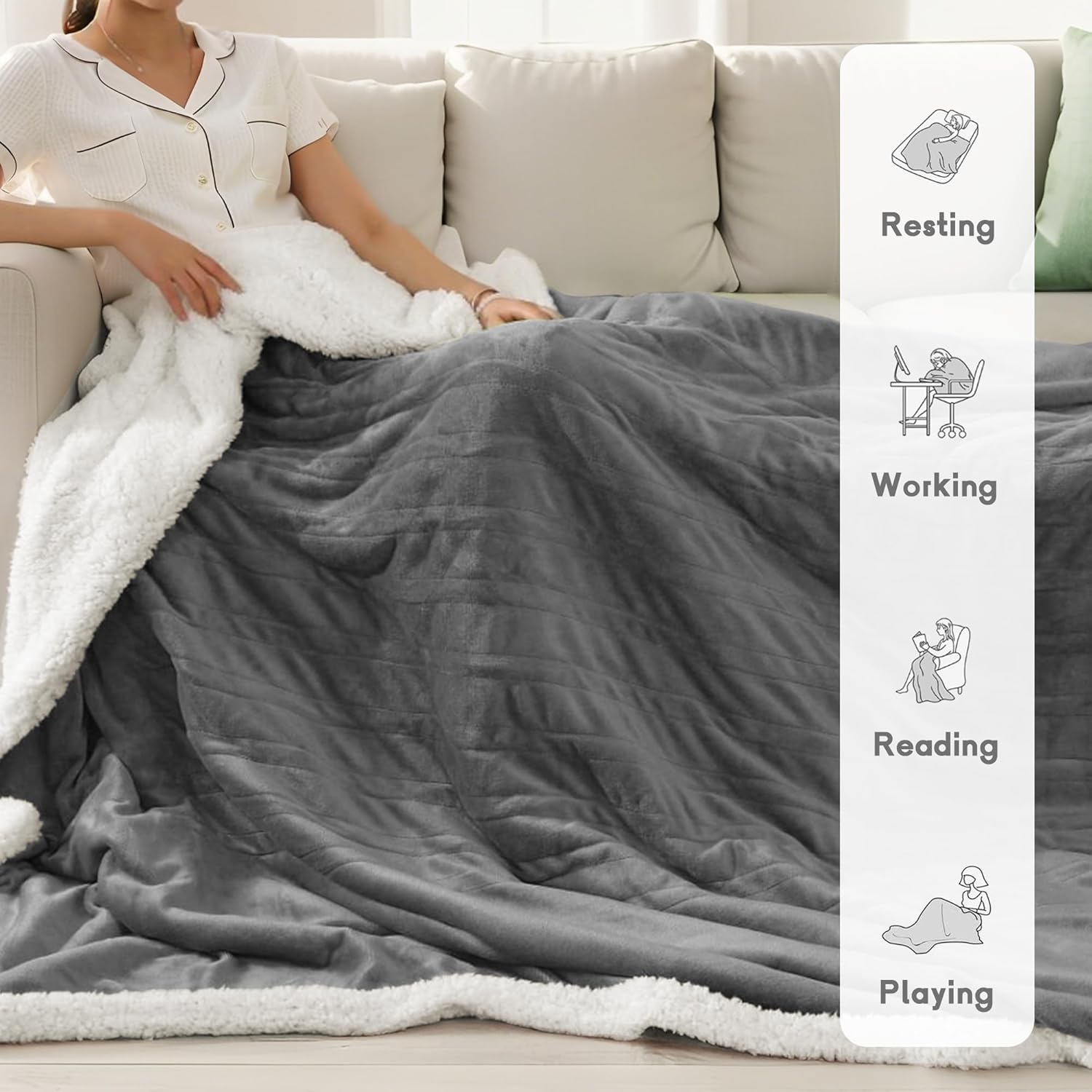 Heated Blanket, Unique Electric Blanket Full Size, Innovative Soft Flannel Heati...