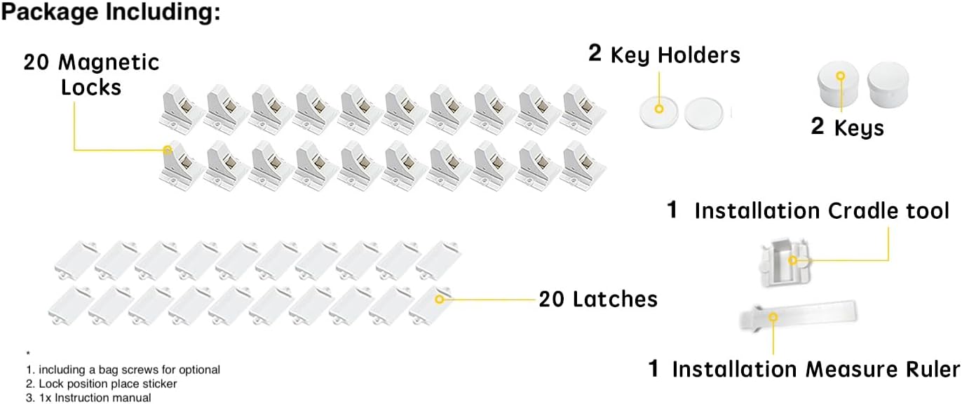 20 Pack Magnetic Cabinet Locks Baby Proofing - Vma...