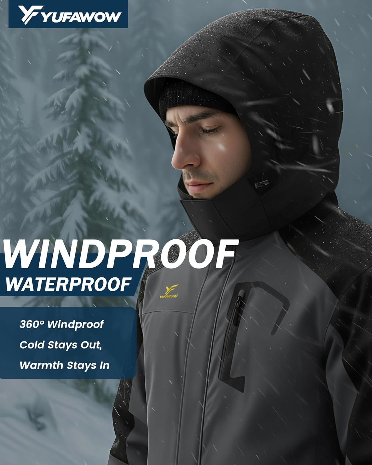 Yufawow Men's Ski Jacket, Special Waterproof Snowboard Jacket, Innovative Insula...