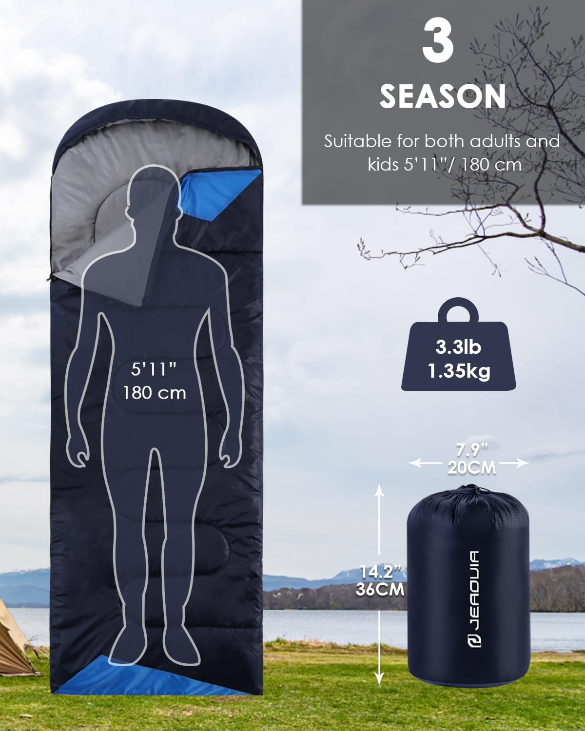Sleeping Bags for Adults Cold Weather - 20 Degree Big&Tall Size Backpacking Ligh...