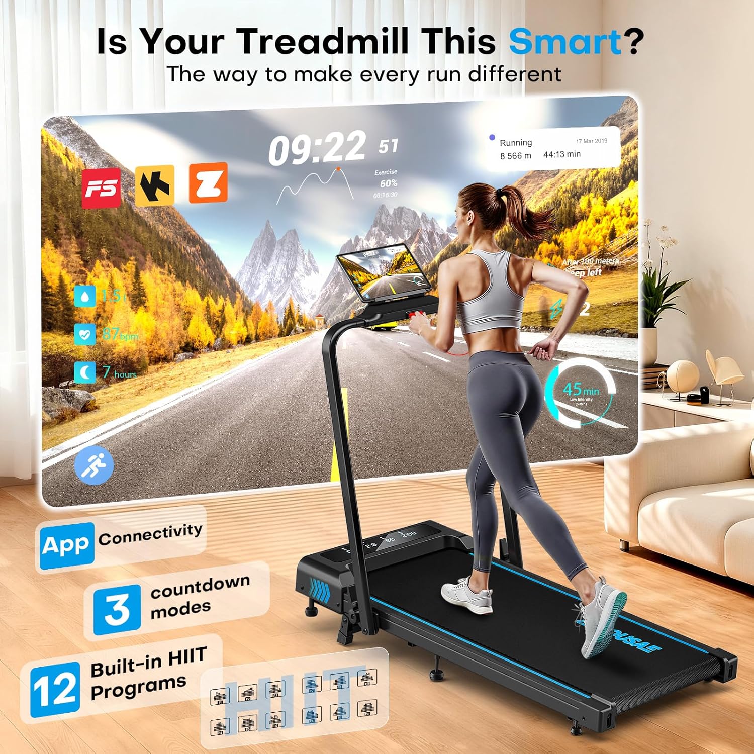 Innovative 4-in-1 Walking Pad with 9% Incline, Special FOUSAE Under Desk Treadmi...