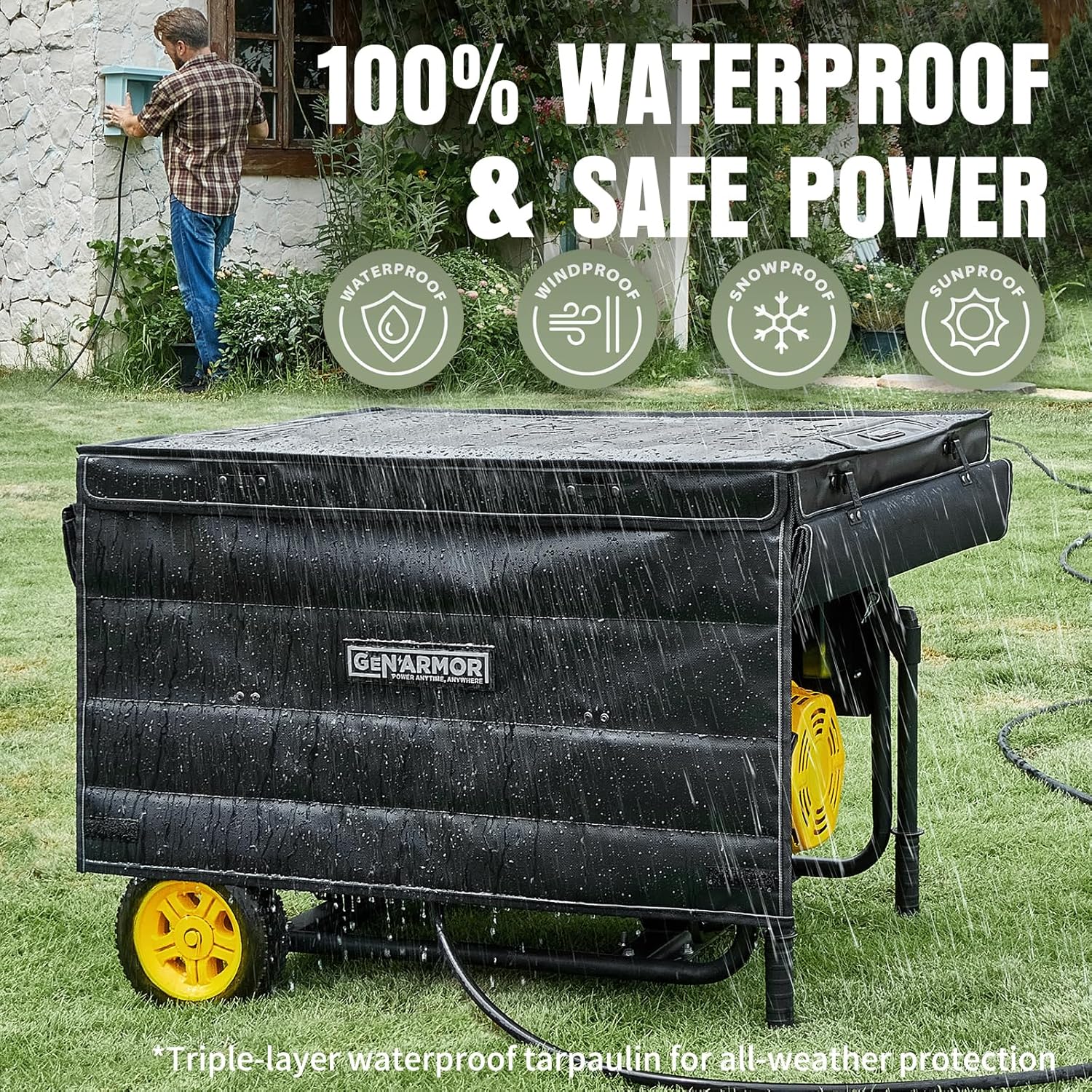 GenArmor Generator Cover, Special Heavy Duty Outdoor Tarp Enclosure, 100% Waterp...