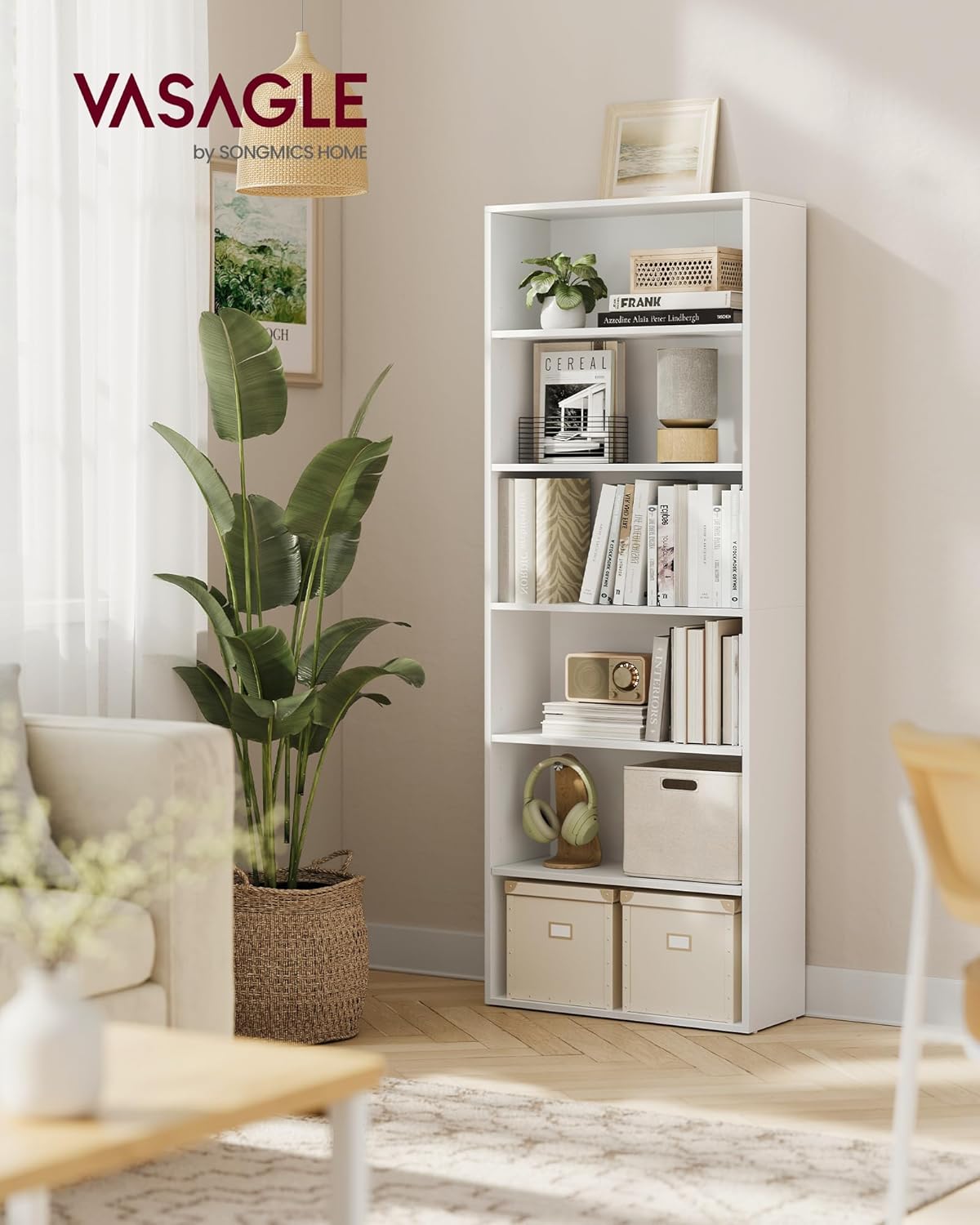 VASAGLE Bookcase, 6-Tier Bookshelf, Open Storage Shelf, Shelving Unit, 24 x 60 x...