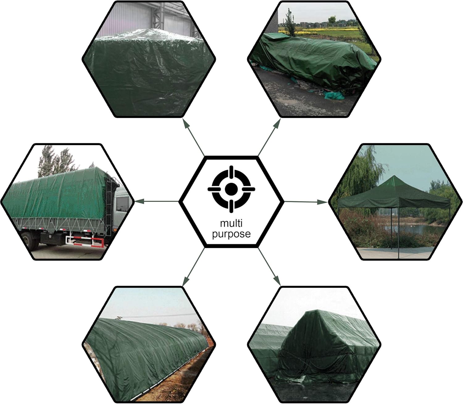 CARTMAN Finished Size 8x10 Feet Waterproof Green Tarp 8 Mil Thick, Multipurpose...