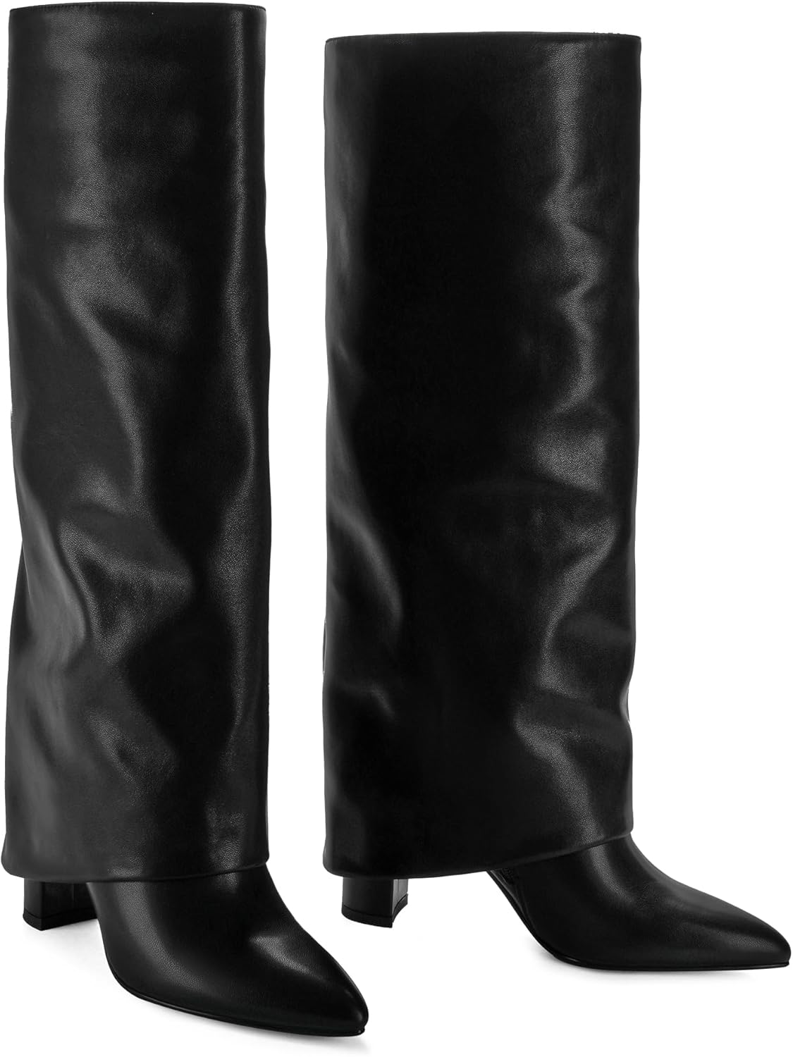 Modatope Knee High Boots Women Fold Over Knee High Boots Chunky High Heels Long...