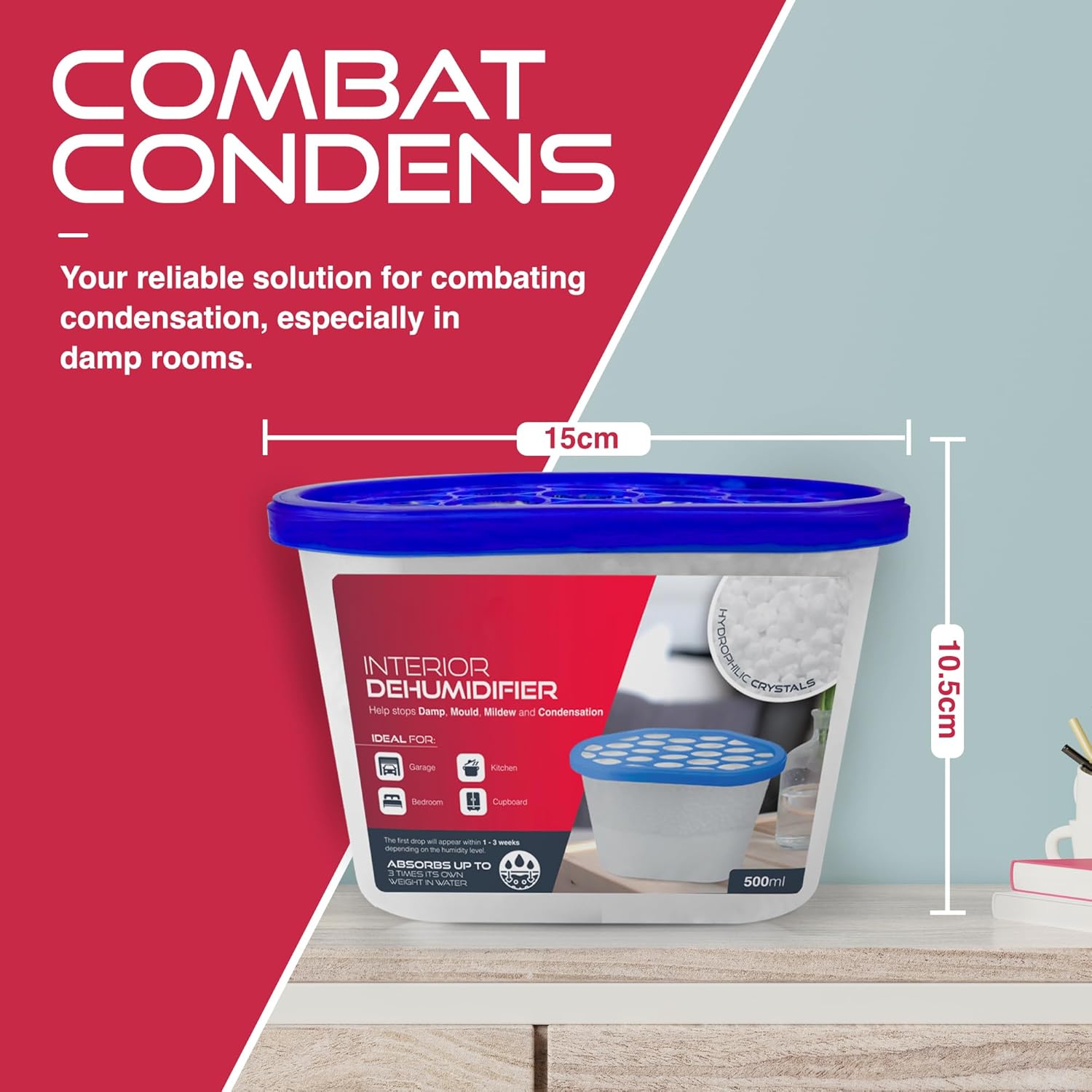 Haltons Moisture Absorber Dehumidifier - Condensation Remover for Damp, Mould, H...