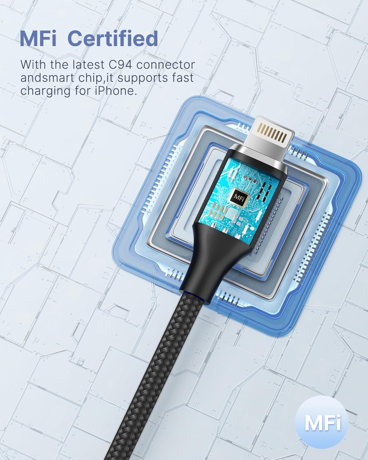 Top Aioneus iPhone Charger Cable, Unique MFi Certified Lightning to USB Cable, H...