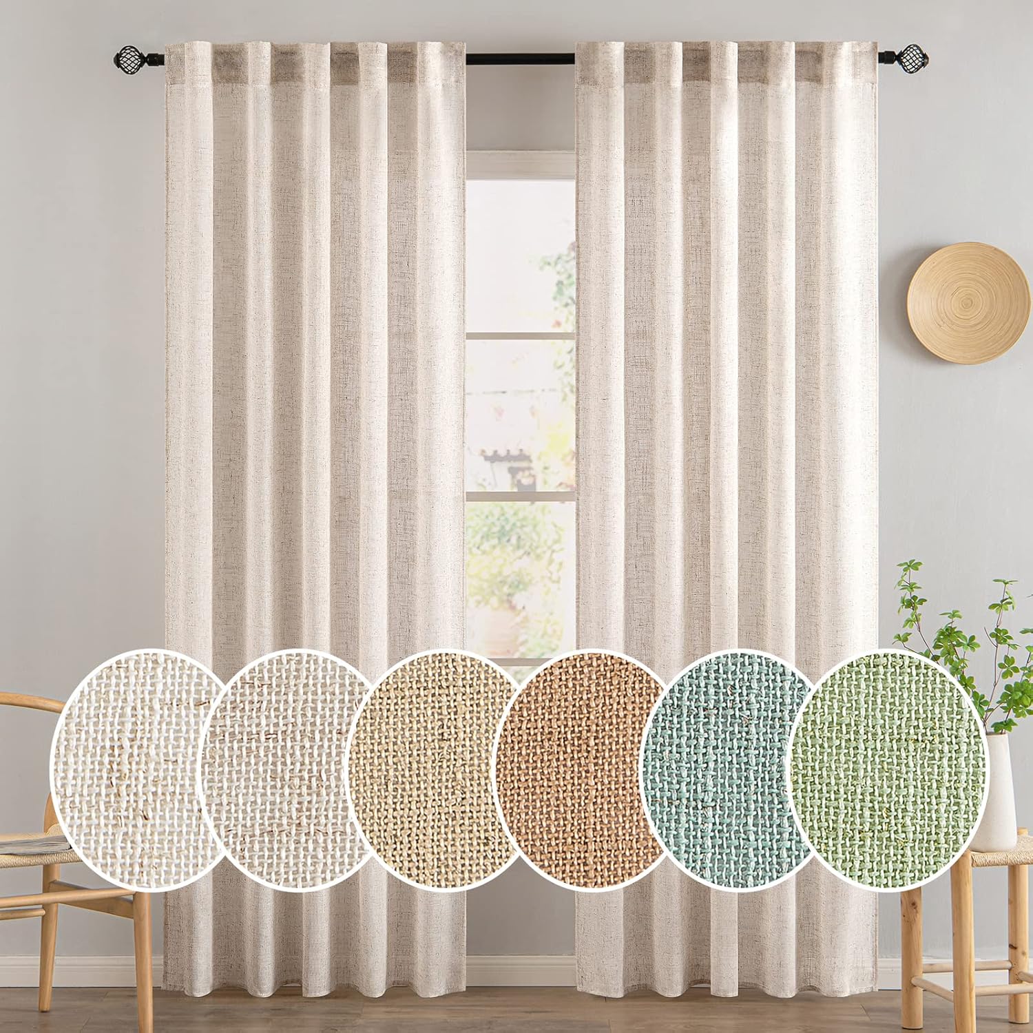 Perfect MIULEE White Linen Curtains, High-Quality Curtains for Bedroom Living Ro...