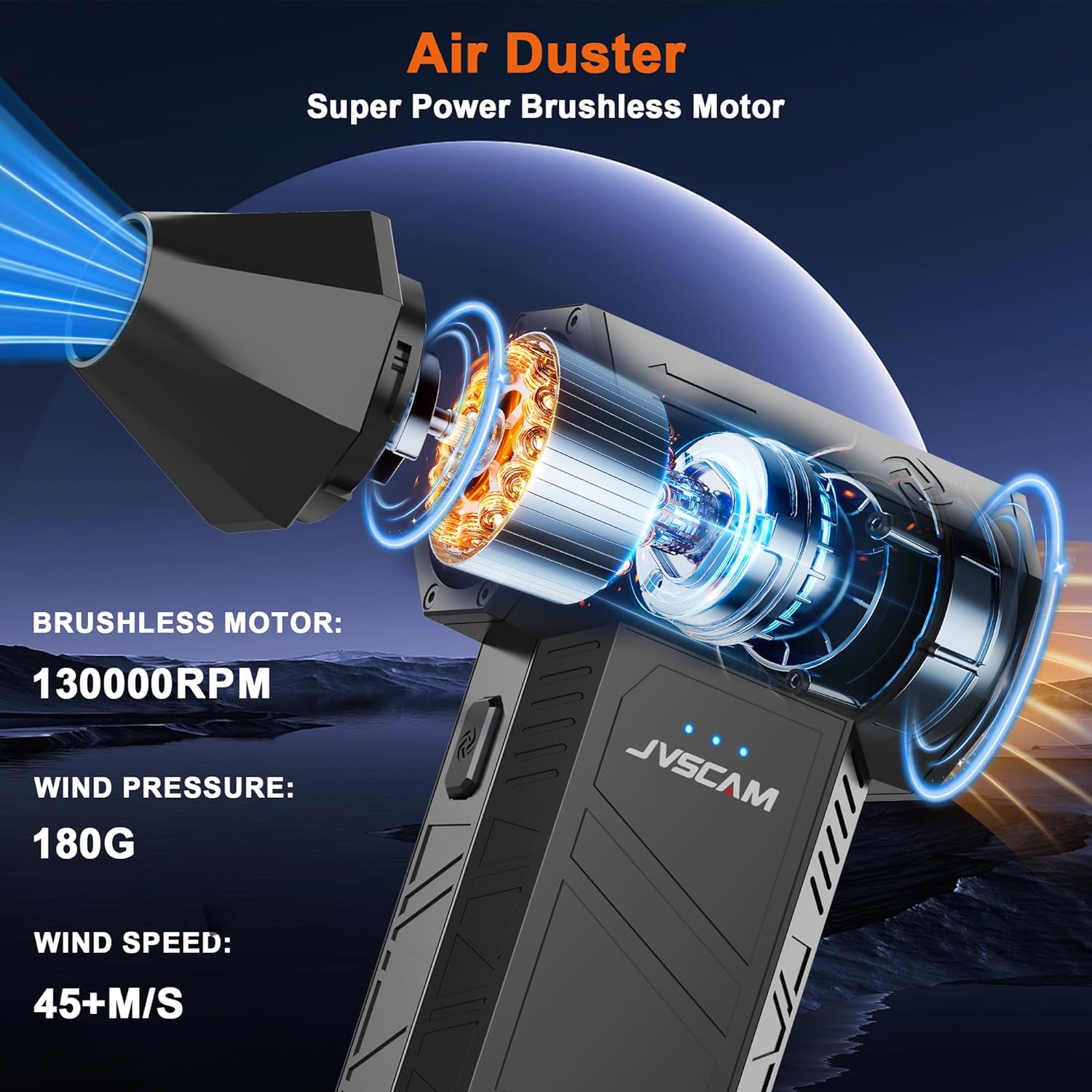 JVSCAM X3 Electric Air Duster, Special Brushless Motor Air Duster with 3 Gear Ad...