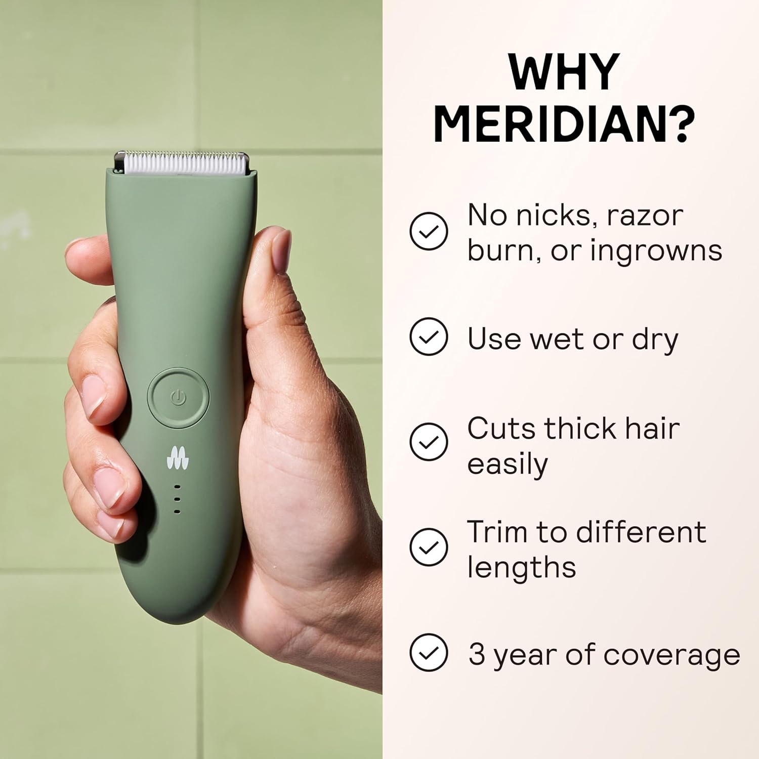 MERIDIAN The Trimmer Original - Body Hair Trimmer for Men, Electric Shaver for P...