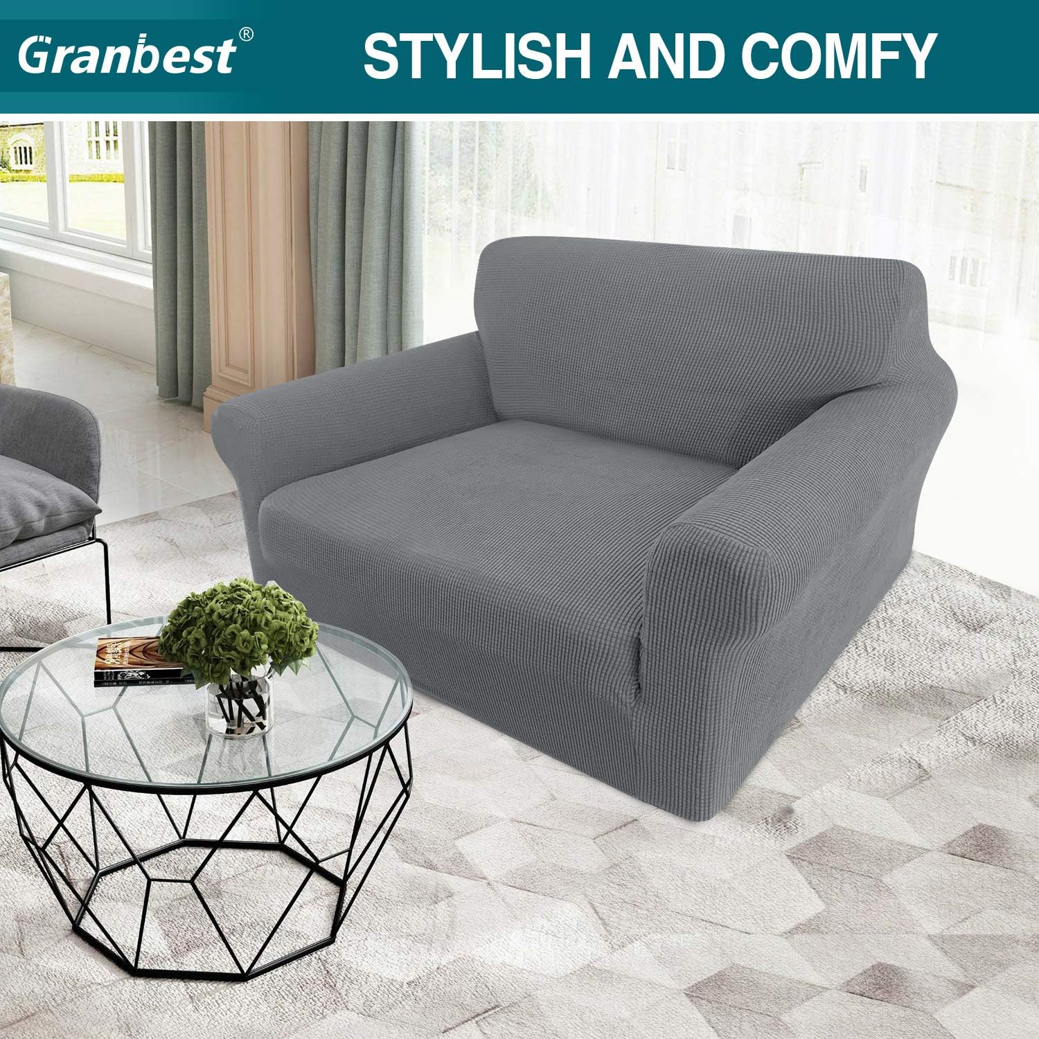 Granbest High Stretch Armchair Covers Super Soft Chair Covers for Living Room Ja...