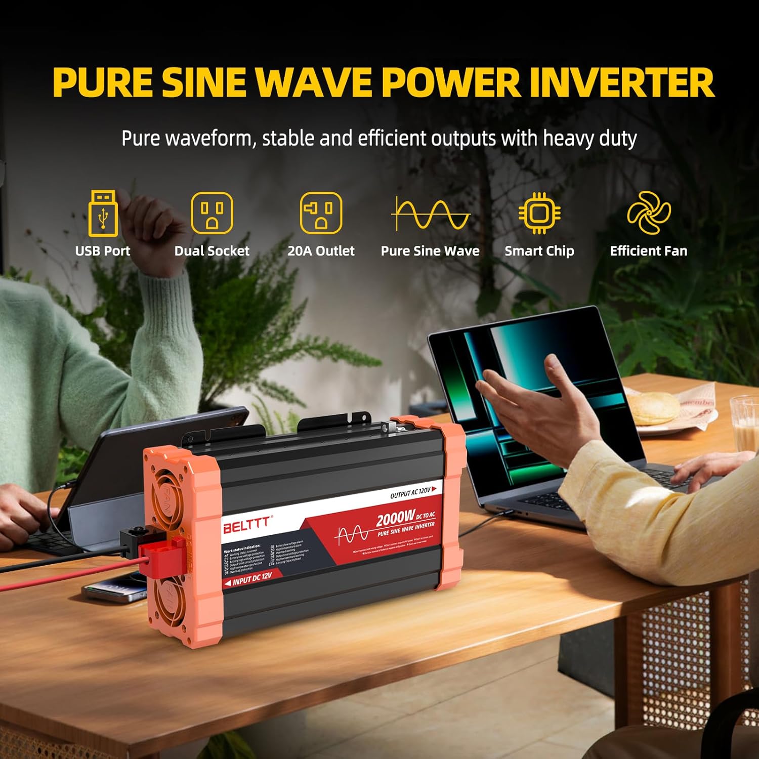 High-Quality BELTTT 2000W Pure Sine Wave Inverter, Special Car Power Inverter 12...