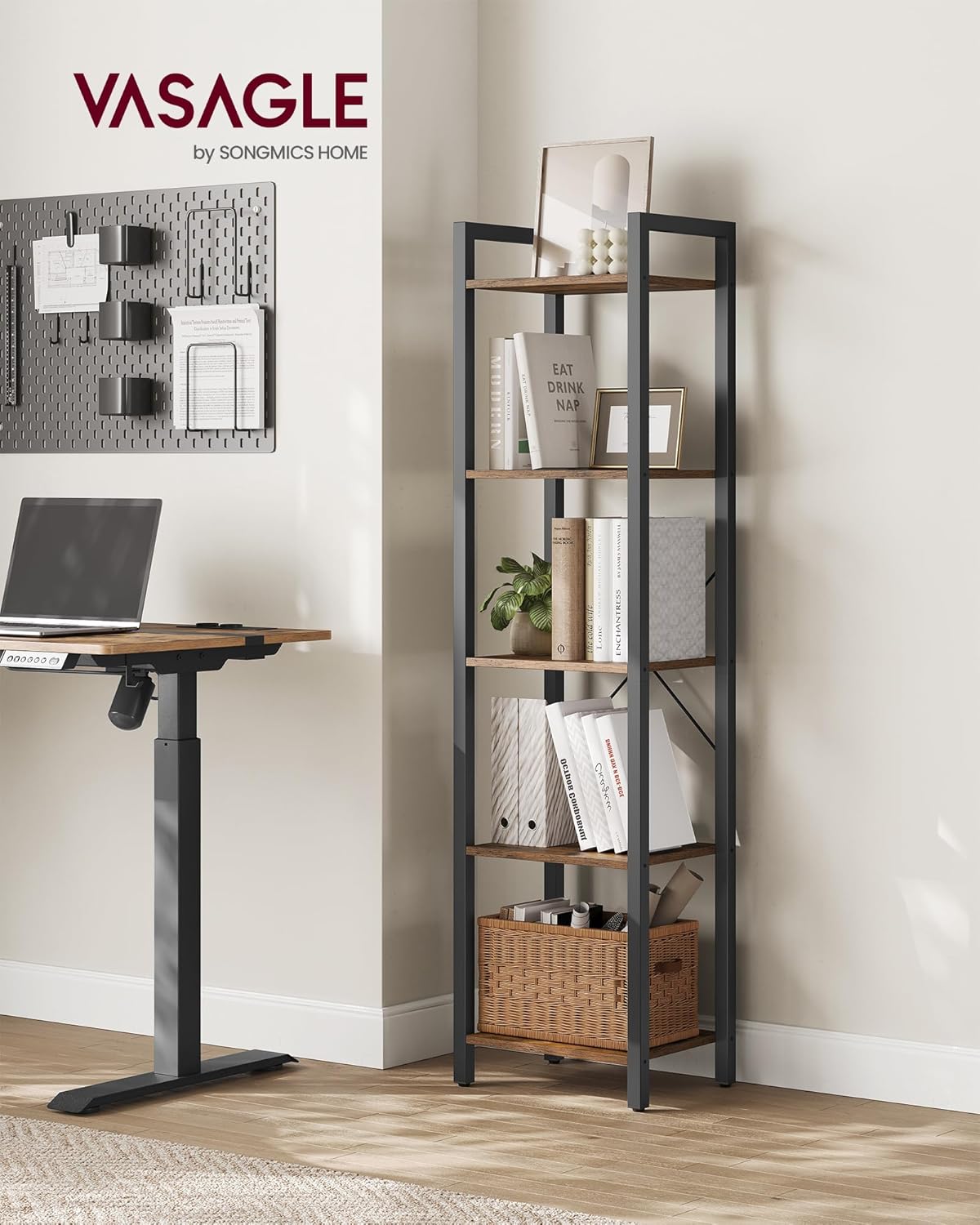 VASAGLE 5-Tier Bookshelf, Bookcase, Shelving Unit, for Office, Study, Living Roo...