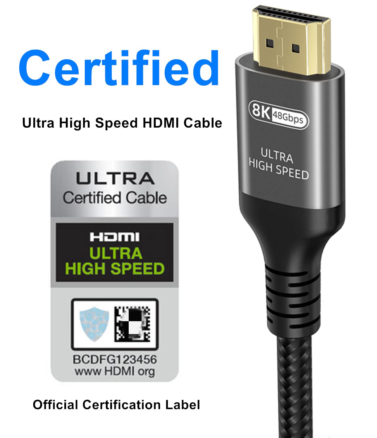 Ubluker 10K 8K 4K HDMI Cable 48Gbps 0.5M, Certified Ultra High Speed HDMI® Cable...