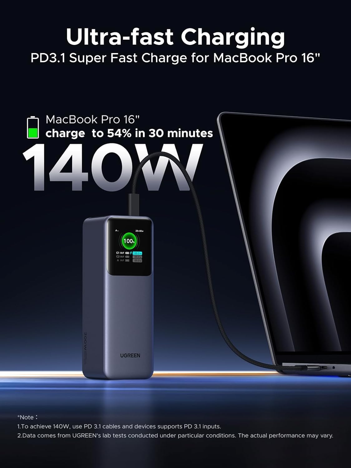 UGREEN Nexode Power Bank 25000mAh 200W Laptop Portable Charger PD 3.1 Fast Charg...
