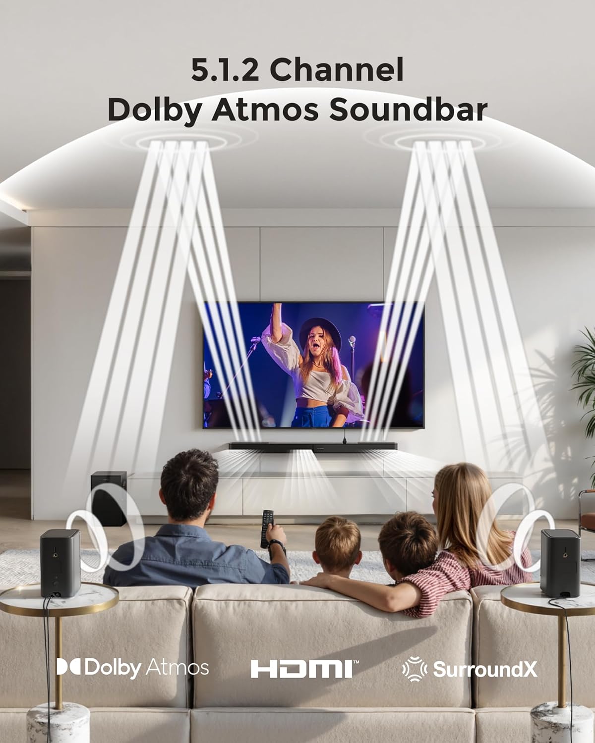 ULTIMEA 5.1.2ch Sound Bar with Dolby Atmos, Surround Sound System for TV with 2...