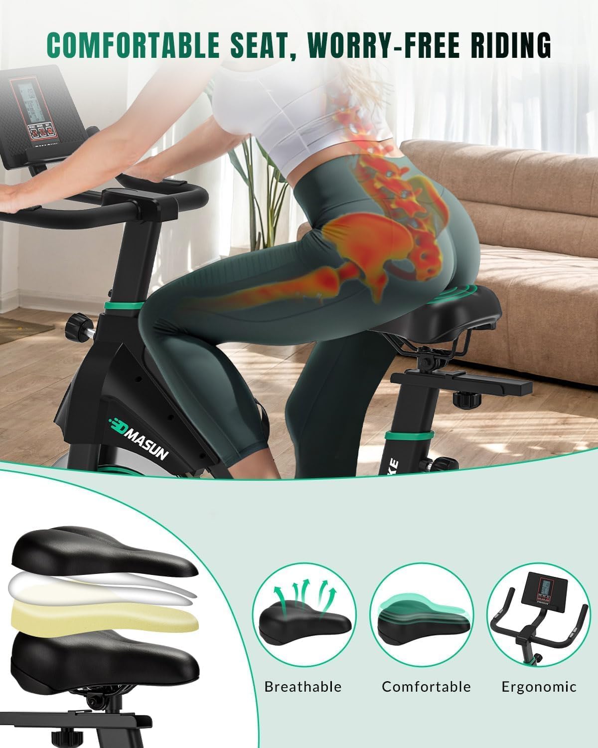 [2026 Model] DMASUN Exercise Bike with Large Tablet Holder & LCD Display, Quiet...