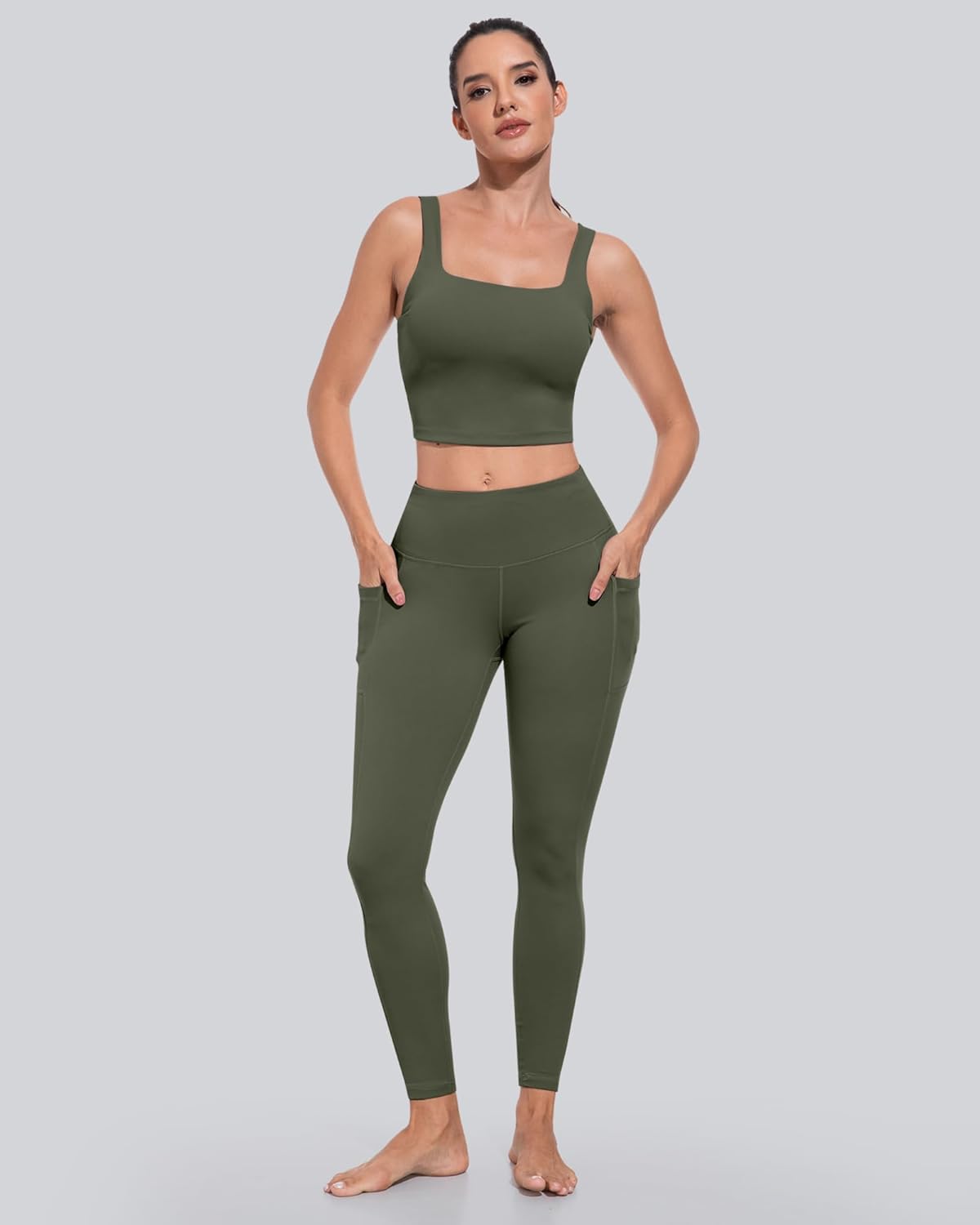 CHRLEISURE Leggings with Pockets for Women, High Waisted Tummy Control Workout Y...