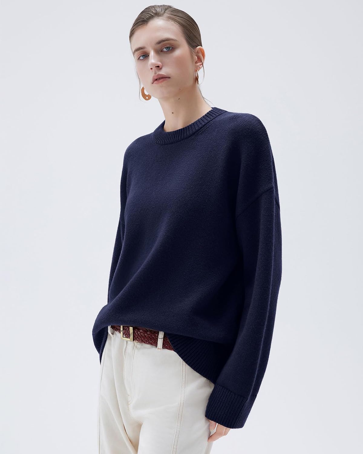 Luxurious SUUKSESS Women Cashmere Blend Pullover, Special Oversized Crew Neck Sw...