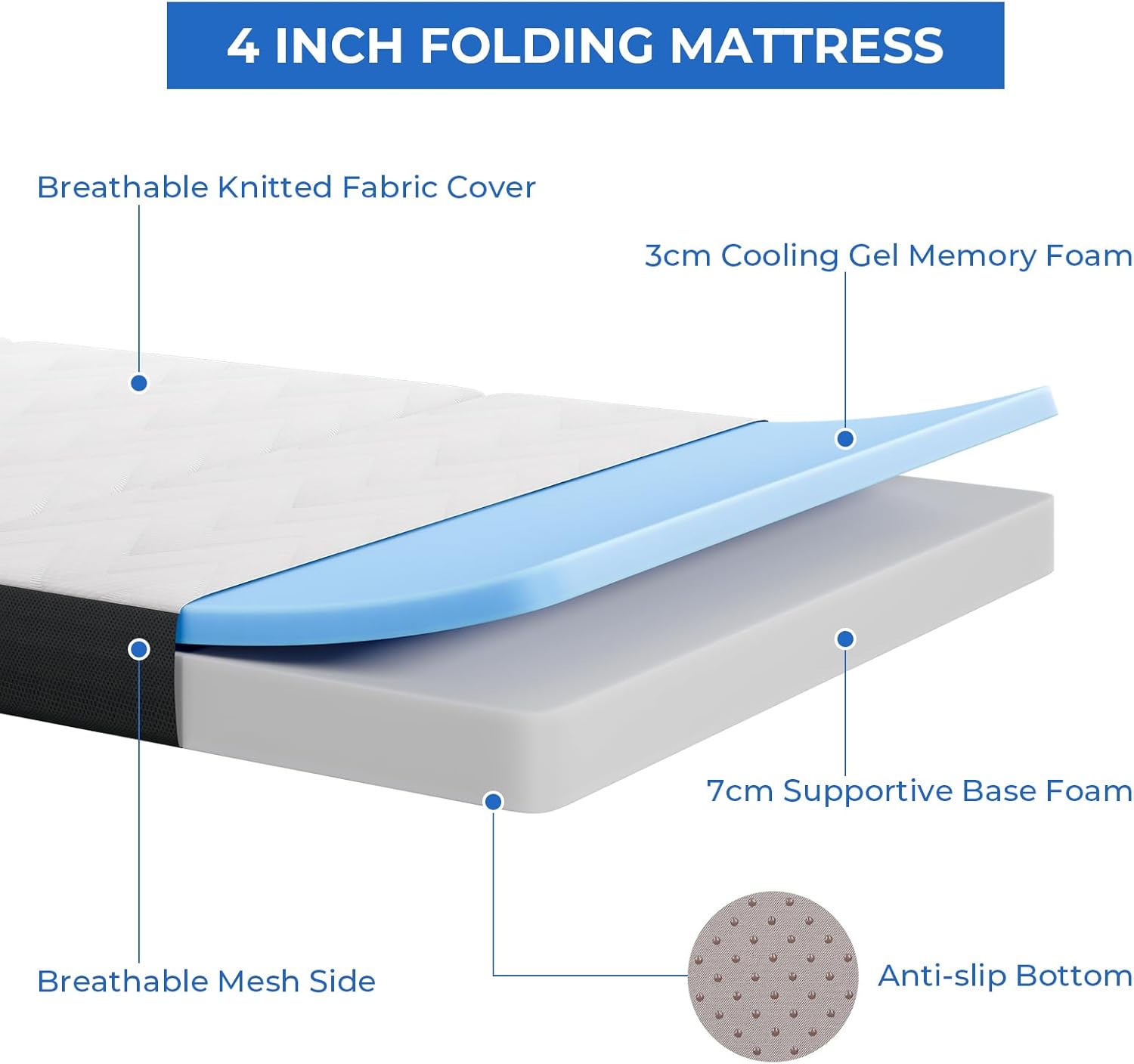 Vesgantti Folding Mattress Small Single, 10CM Gel Memory Foam Foldable Mattress...
