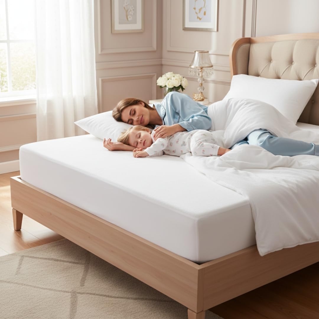 100% Waterproof Mattress Protector-Extra Deep 40 Cm Stretch Skirt–Super King(182...