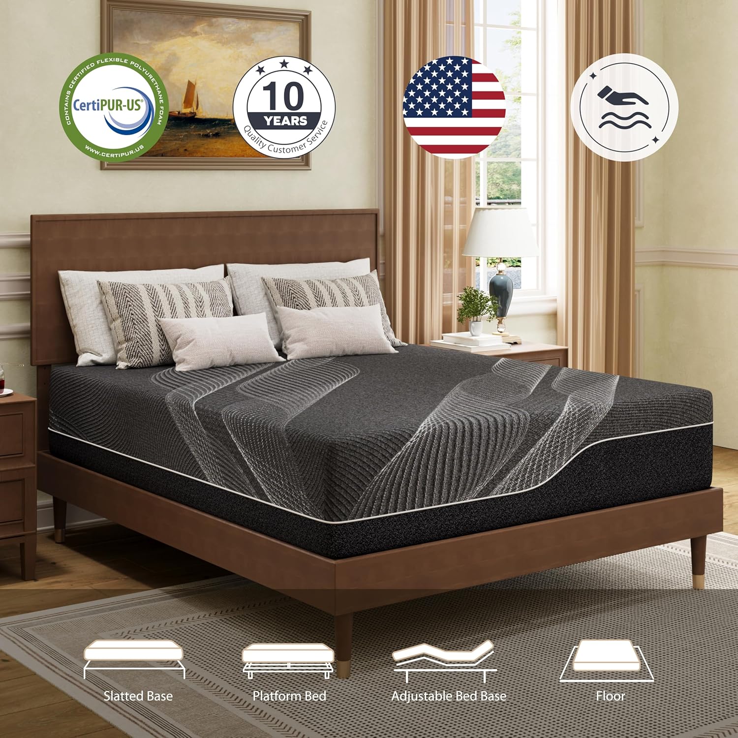Unique King Size Mattress, Innovative 14 Inch Gel Memory Foam Mattress, Cooling...