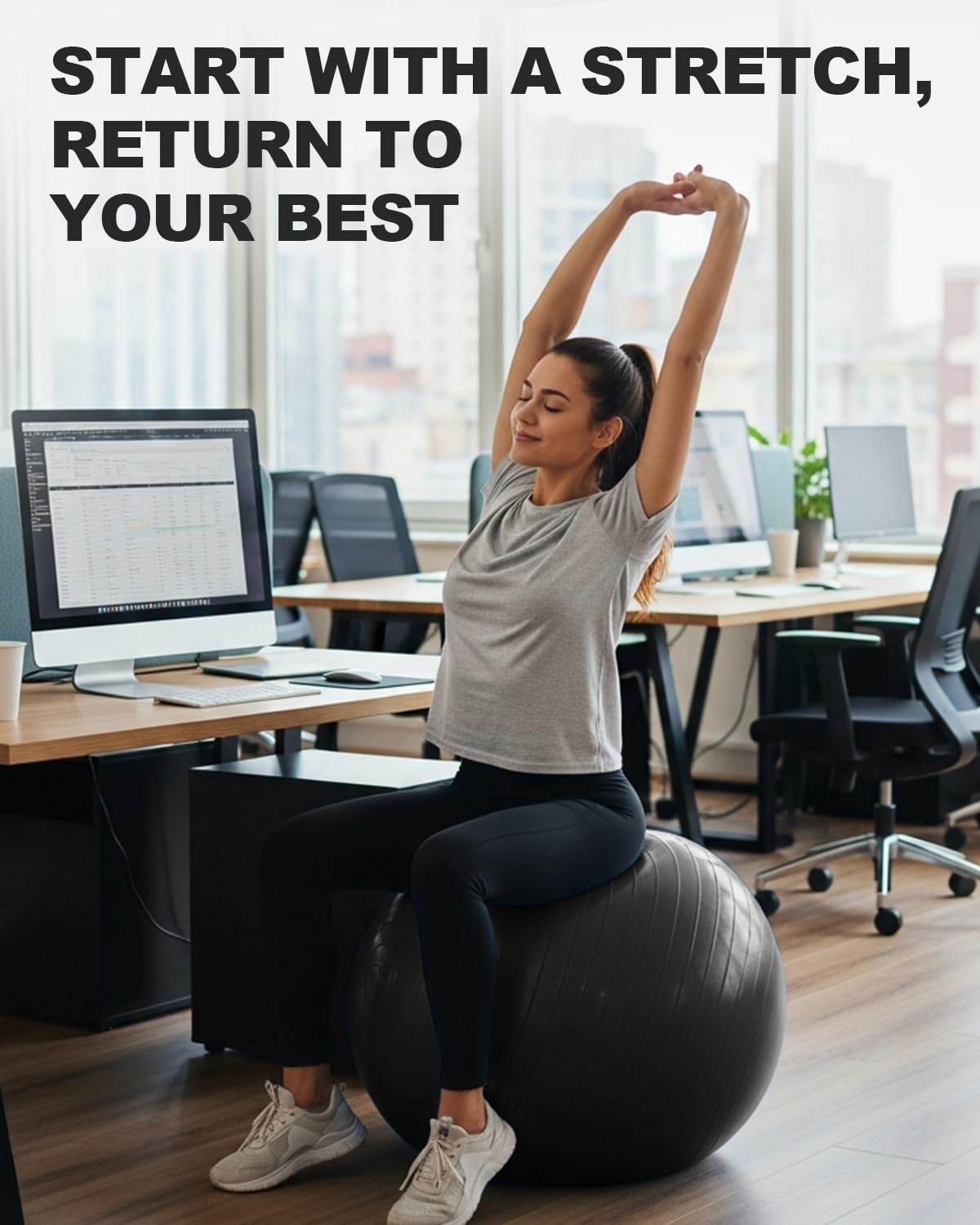 Trideer Professional Exercise Ball & Yoga Ball, Anti-Burst Heavy Duty Gym Ball f...