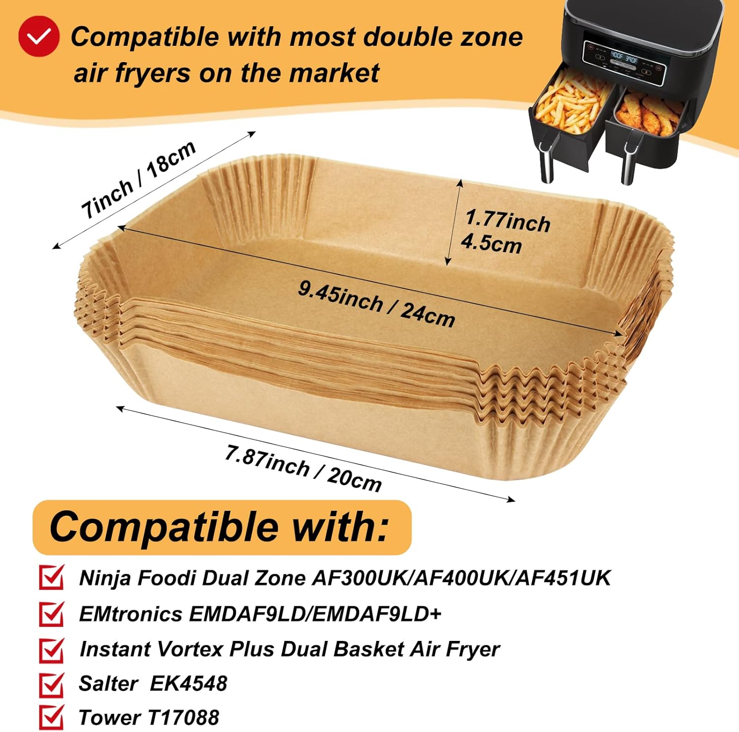 BYKITCHEN Air Fryer Liners Disposable for Ninja Dual/Tower, Airfryer Accessories...